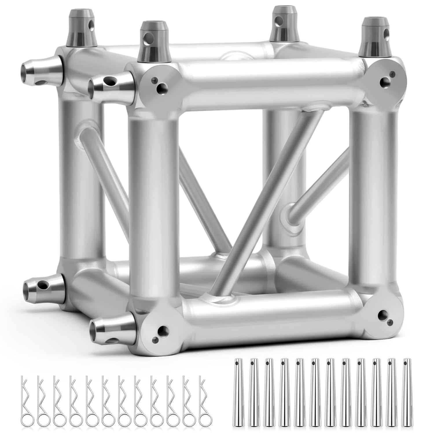Universal Square Corner Junction Box Cube 11.4" ft 6-Way Connection Fits Square Truss F34 with Connecting Hardware for 3 Sides for Stage Industrial Equipment Temporary Structures Houseware