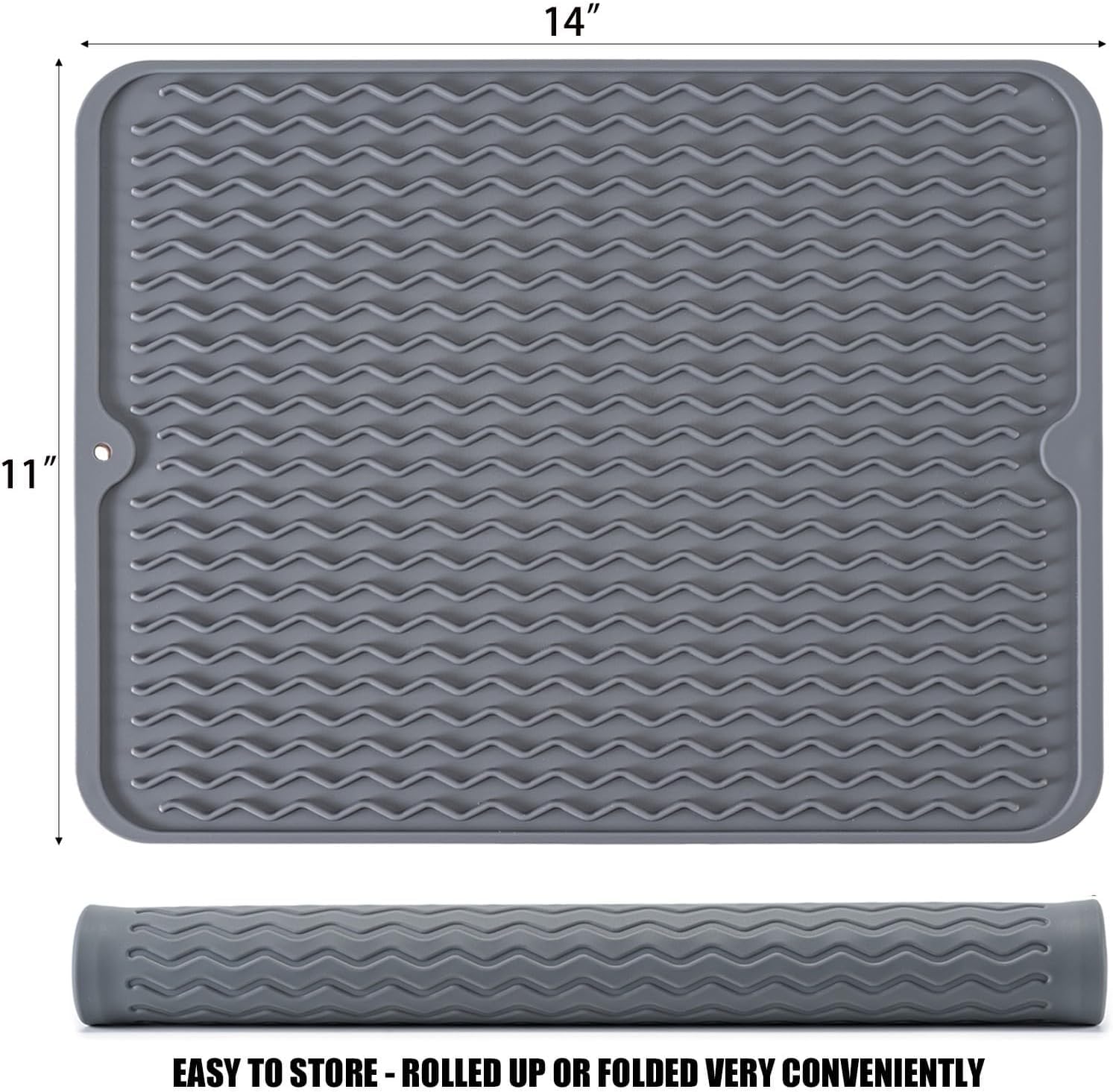 Silikon-Abtropfmatte, groß, hitzebeständig, rutschfest, für Küchentheke, Spüle, leicht zu reinigen, schnell trocknend, für Schublade, Kühlschrank, 35,6 x 27,9 cm