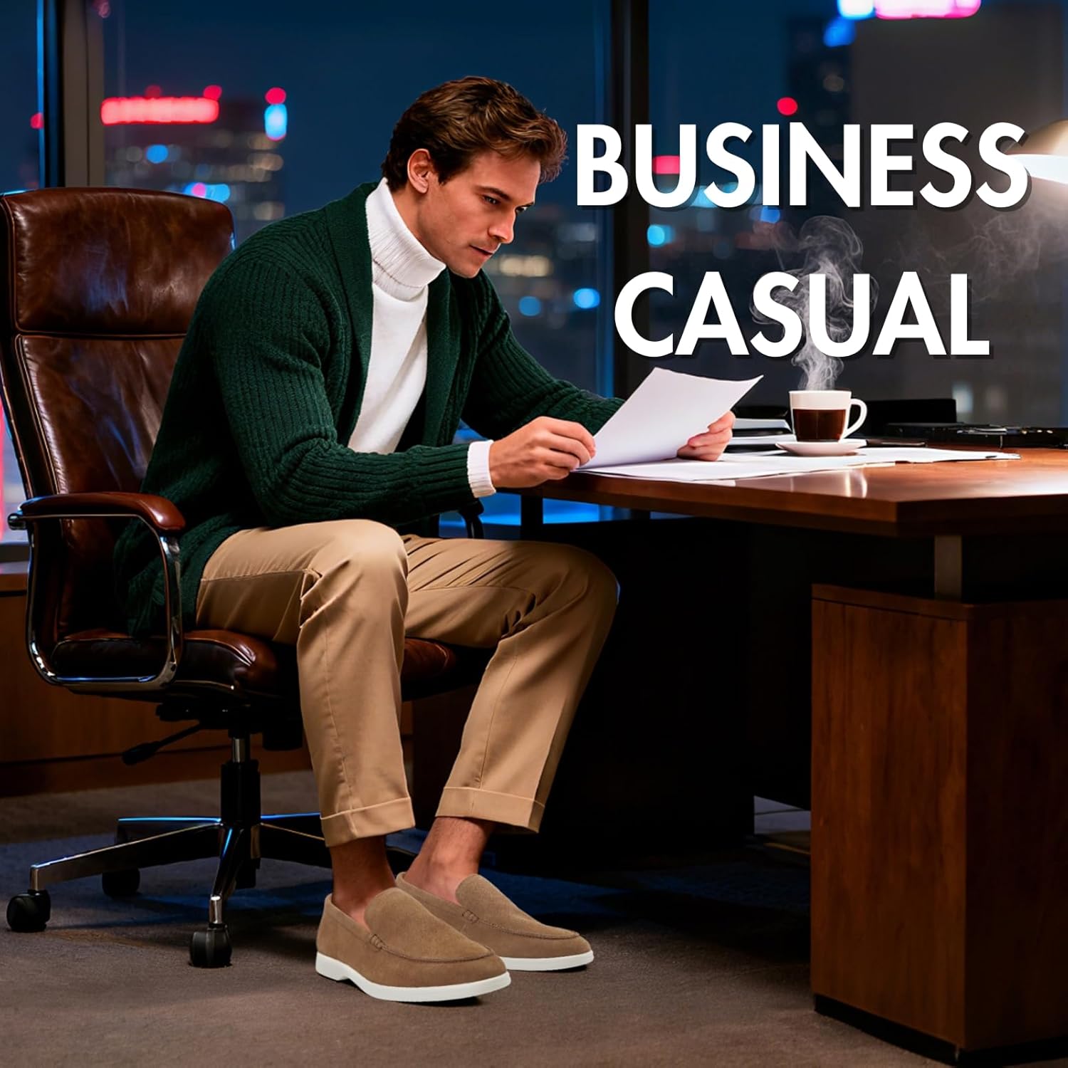 Meijiana Men's Genuine Leather Loafers Slip-On Moccasins Dress Shoes, Lightweight and Breathable with Rubber Sole Stylish Mens Loafers - Image 6