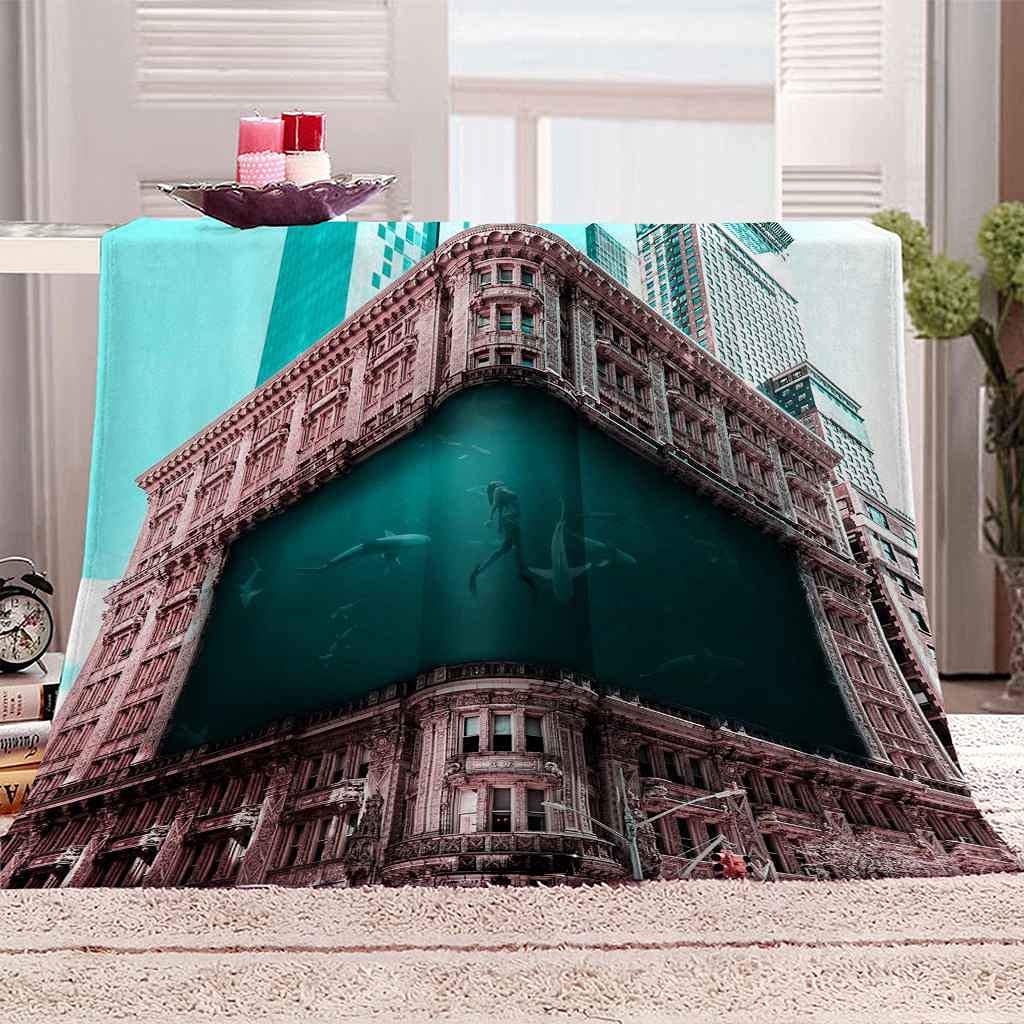 Couverture flanelle 100x130 cm aquarium de la tour idée cadeau anniversaire lit