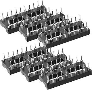 KICHOUSE 6pcs Integrated Circuit Round Pin Ic Chip Socket Soldering Ic Socket Adaptor Ic Socket for Pcb Electronic Components Dip Ic Solder Type Ic Sockets Welded Circuit Board Plastic 24p