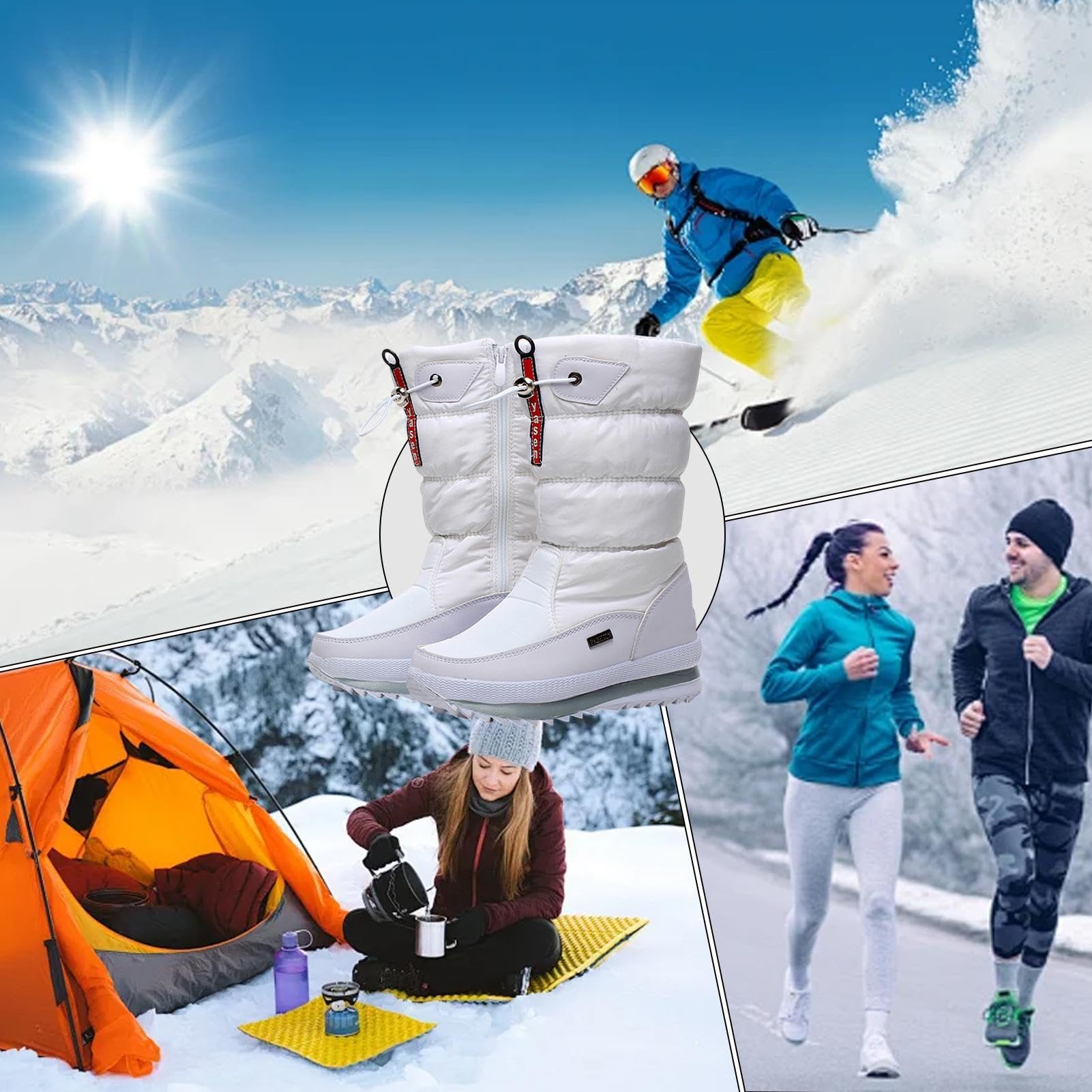 Botas de invierno para mujer, botas de nieve, impermeables, gruesas, con forro de piel sintética, botas de nieve para lluvia, botas de nieve para mujer, botas de nieve forradas a media pantorrilla