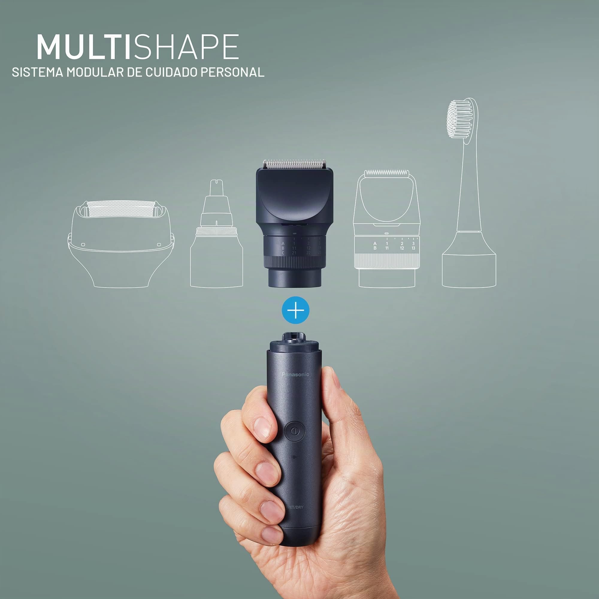 Panasonic MULTISHAPE Sistema modular de cuidado personal ER-CTW1, cortabarbas y cortapelos para hombres con batería recargable iones litio