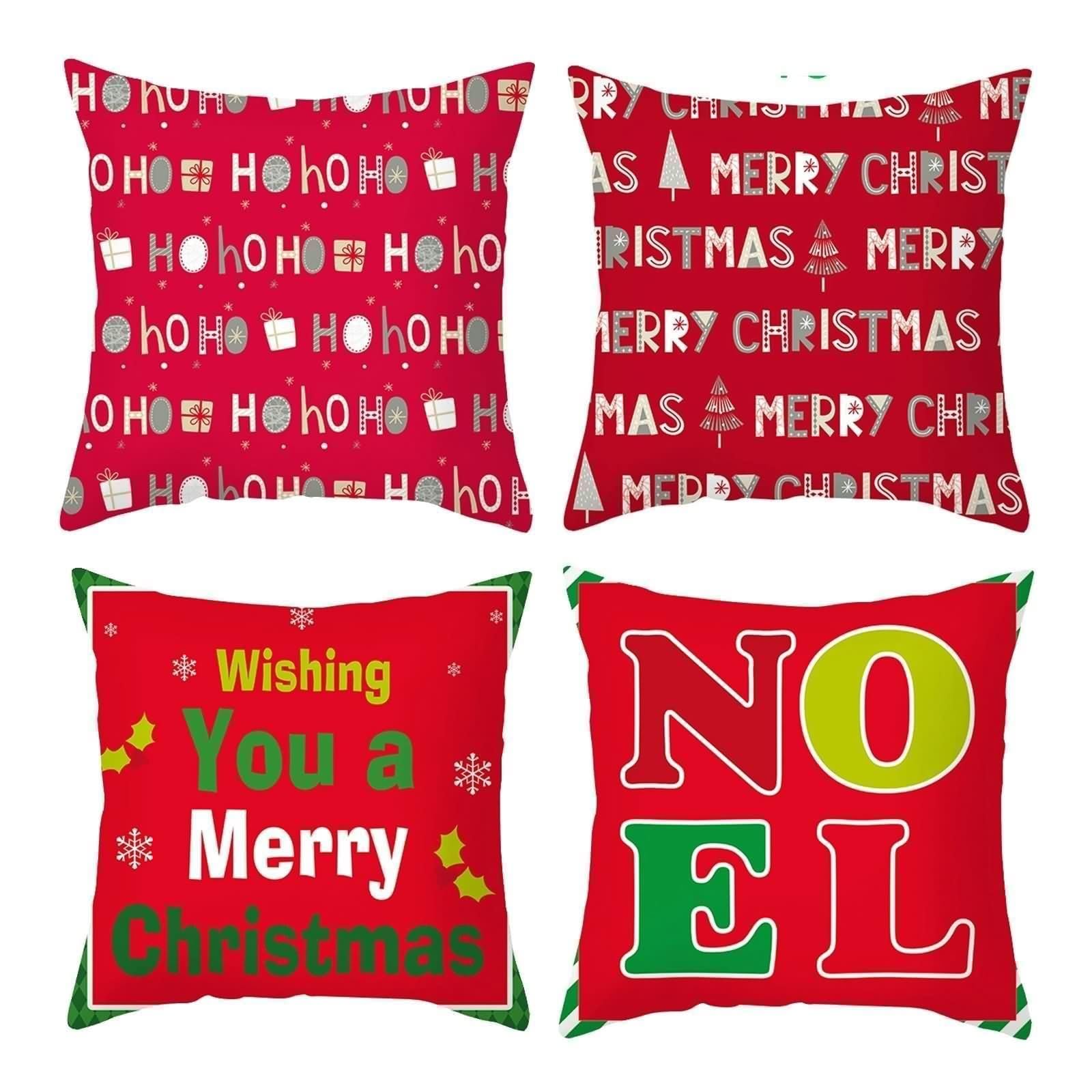Housses de coussin Noël canapé salon chambre lit imprimé rouge vert 45x45