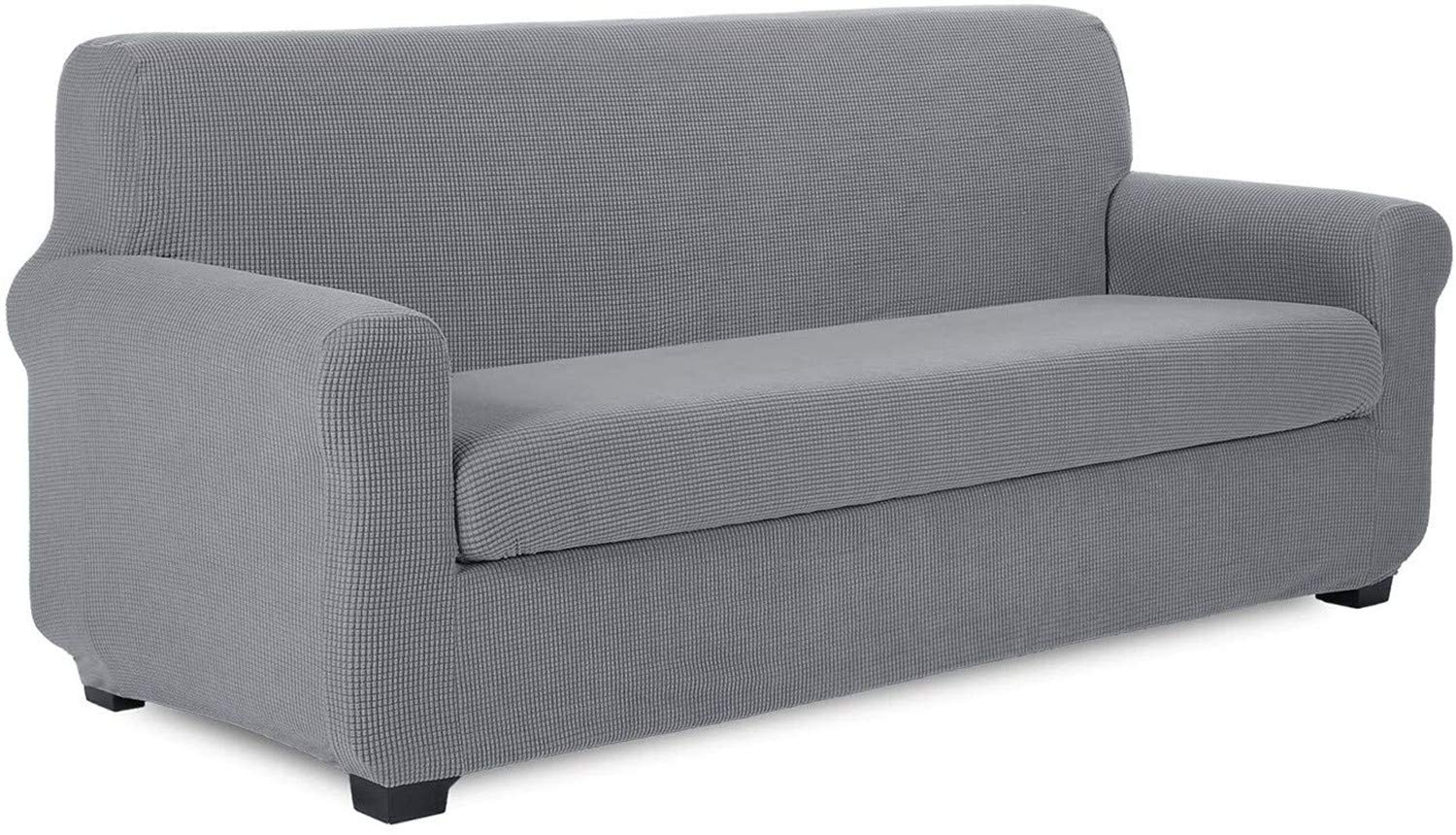 2 Piece Universal Sofa Covers, Polyester Spandex Fabric 1 2 3 4 Seater Slipcover, Stylish Jacquard Couch Covers, Elastic Full Covered Sofa Protector (Light grey,4 Seater/Sofa)