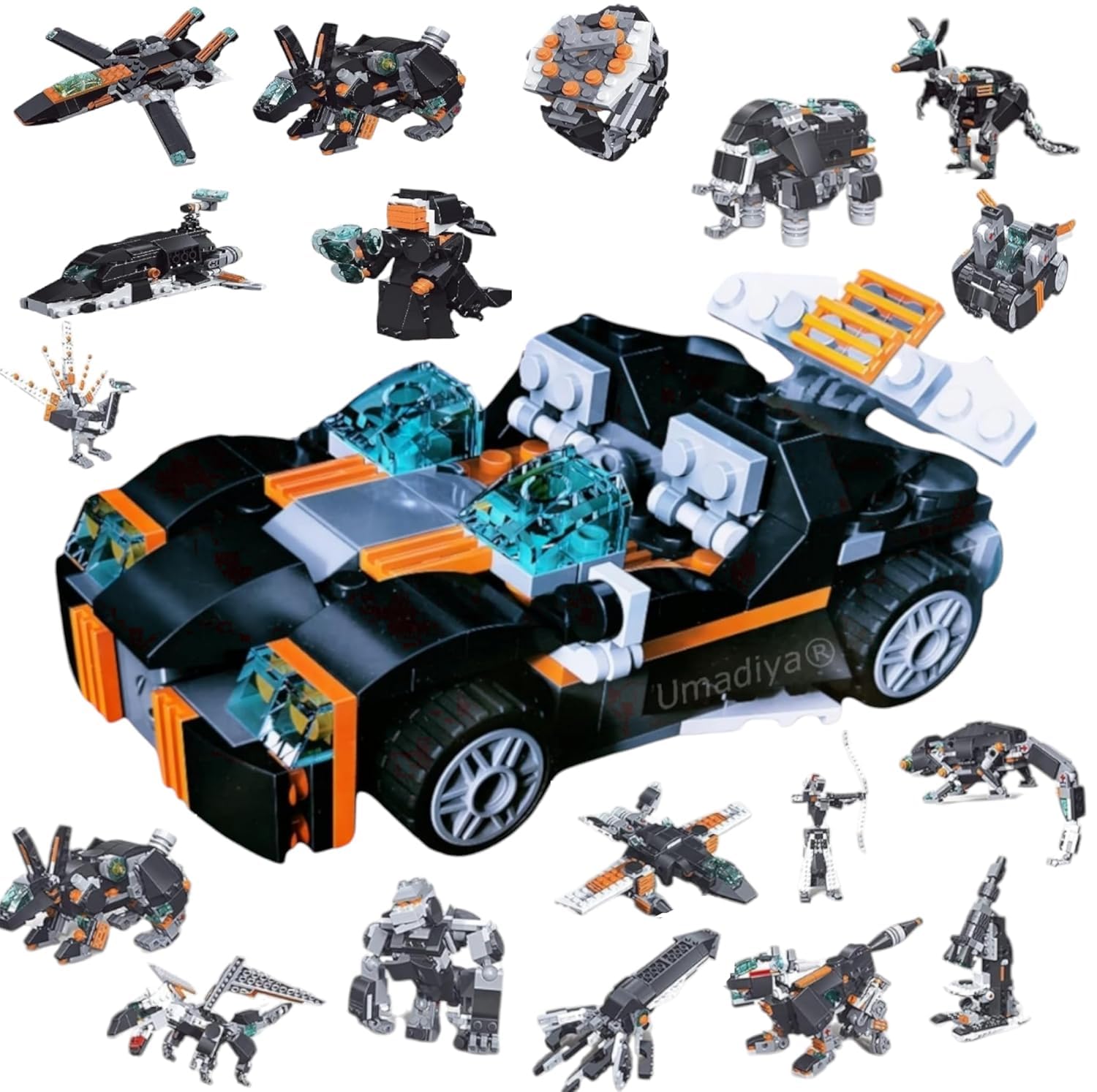 Royals hub 36-in-1 Magic Building Blocks Set | 256+ Pieces | Creative Construction Toy for Kids | Includes Instruction Manual | Ideal for Boys & Girls Ages 6+ | DIY Brick Robot, Jet, Ship Models-image-40
