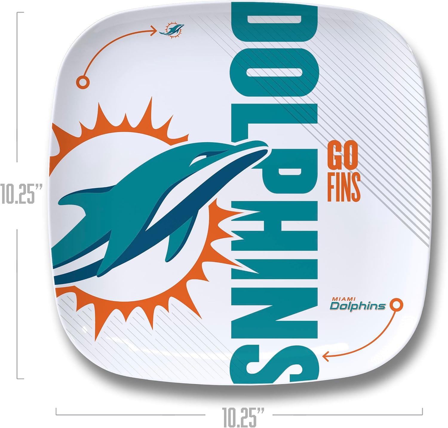 YouTheFan Officially-Licensed NFL Large Party Plate - 10.25” x 10.25” - 100% Melamine, Dishwasher Safe, BPA Free - Fan Gift for Snacks, appetizers and Food