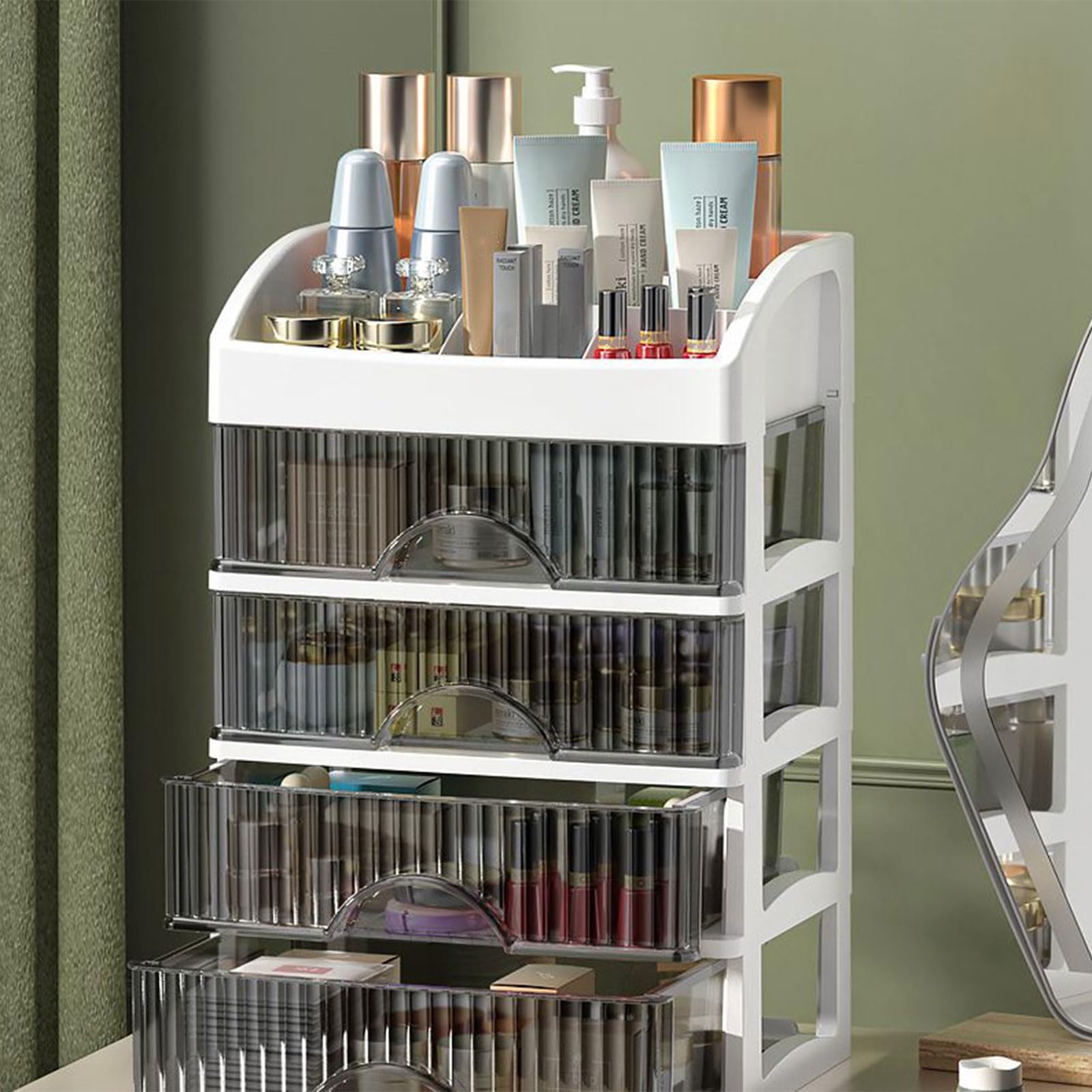 Cajón cosmético Multicapa Elegante organizadores cosméticos Multicapa con Amplio Espacio para Uso doméstico o salón Almacenamiento de Maquillaje