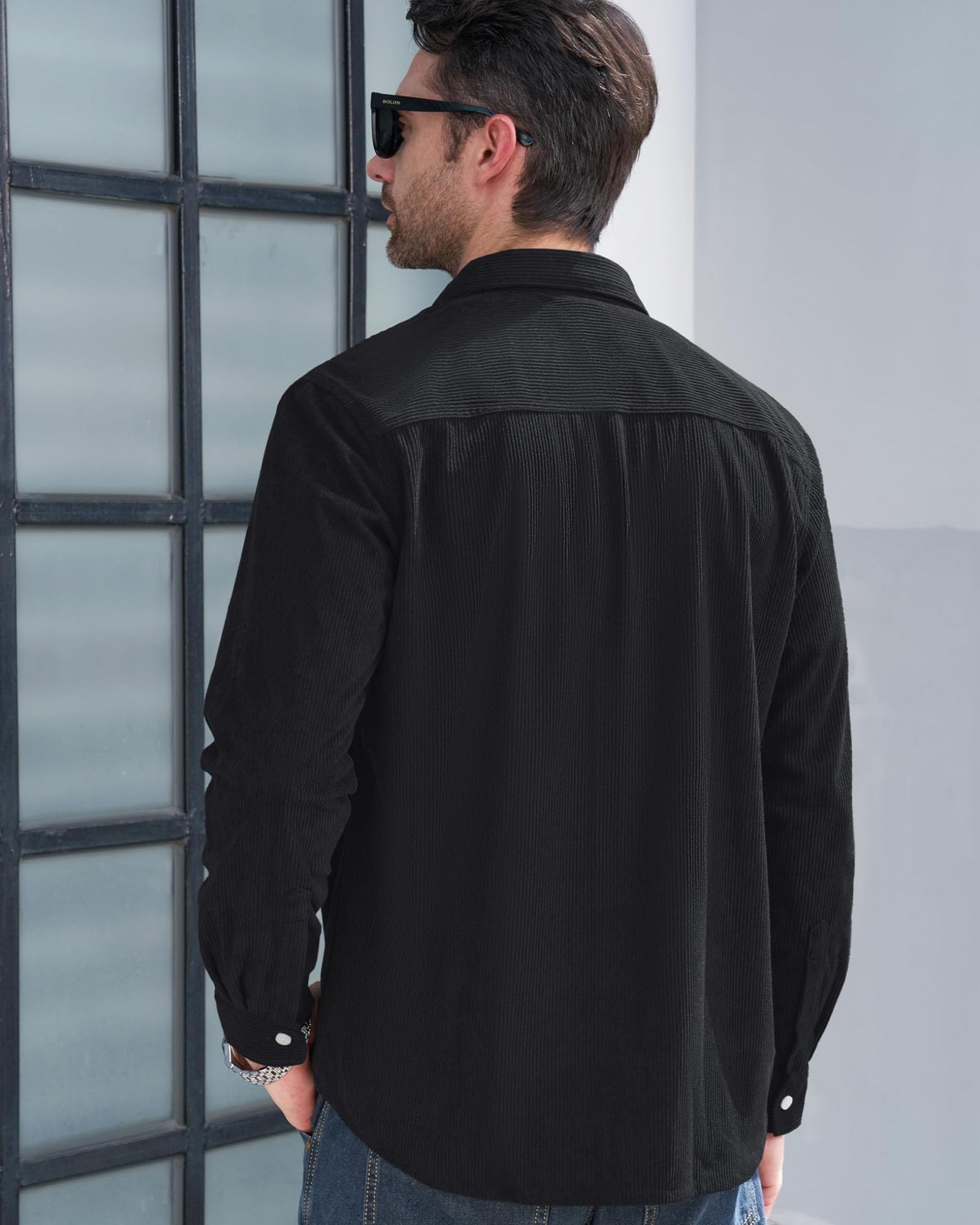 QUNERY Camicia Velluto Uomo Maniche Lunghe Cappotti Casual Button-Down Camicia Autunno Inverno con Tasche Camicie