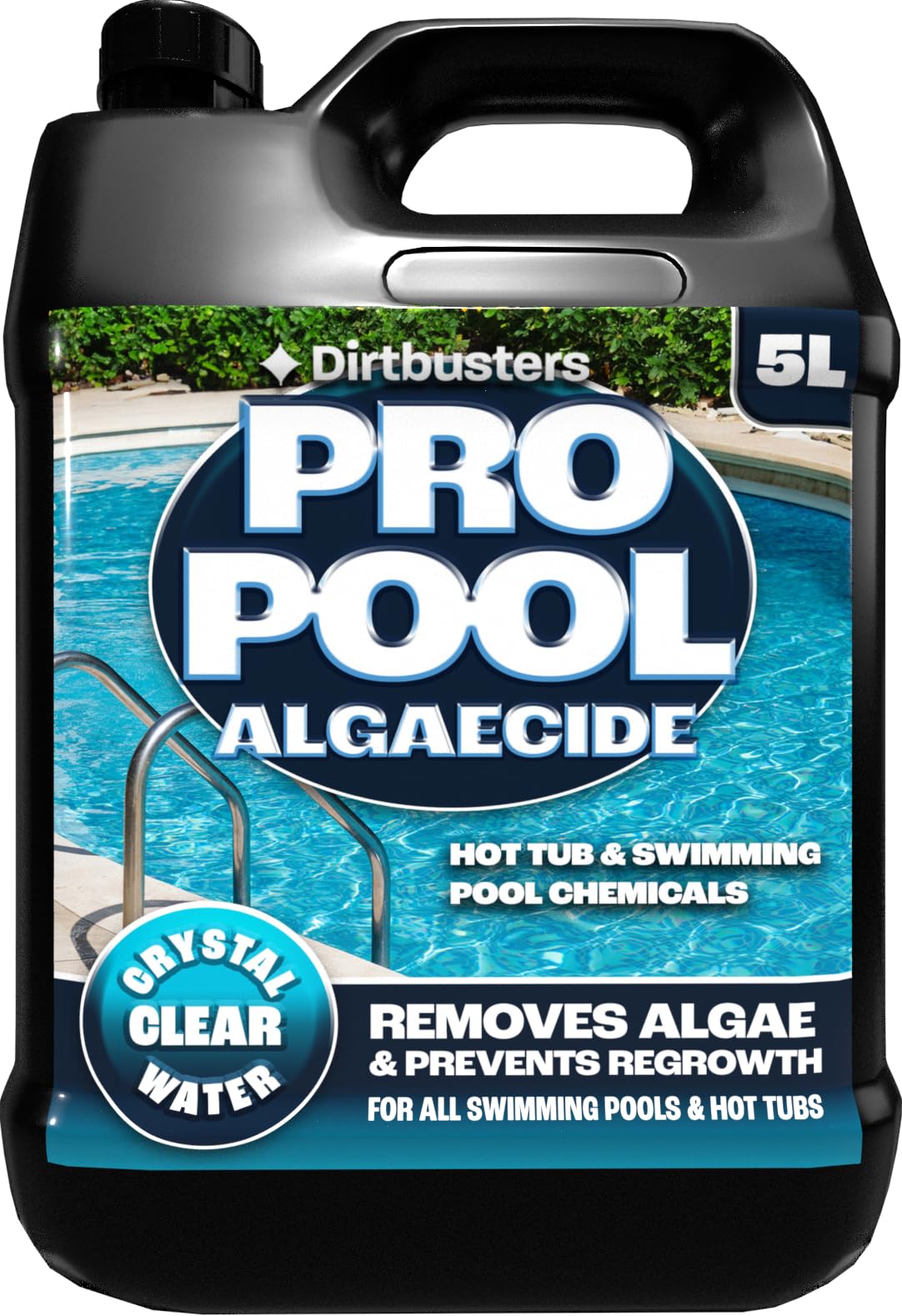 Pro Pool Algaecide (5L) For Swimming Pools & Hot Tubs Concentrate, Powerful Algae Remover & Prevention Treatment For Clean Crystal Clear Water