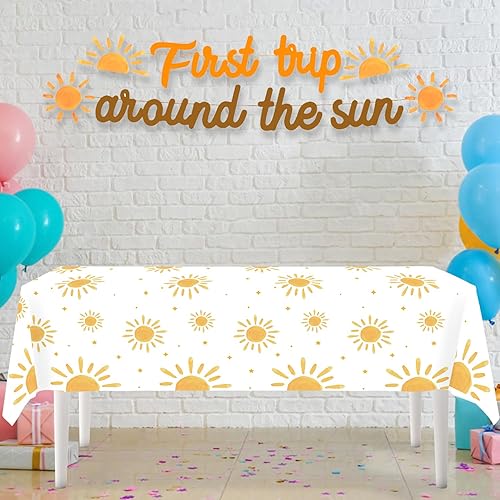 Miniatura 5 de Decoraciones de cumpleaños de primer viaje alrededor del sol  Decoraciones de primer cumpleaños de arco iris para niñas y niños, platos y