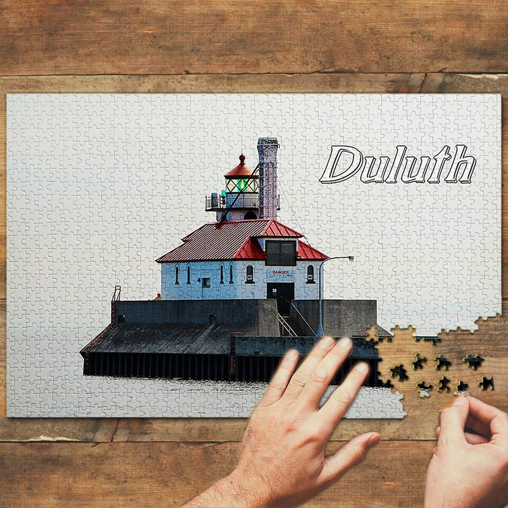 USA Duluth Minnesota Lighthouse 1000-Piece Wooden Jigsaw Puzzle - Adult Travel Souvenir