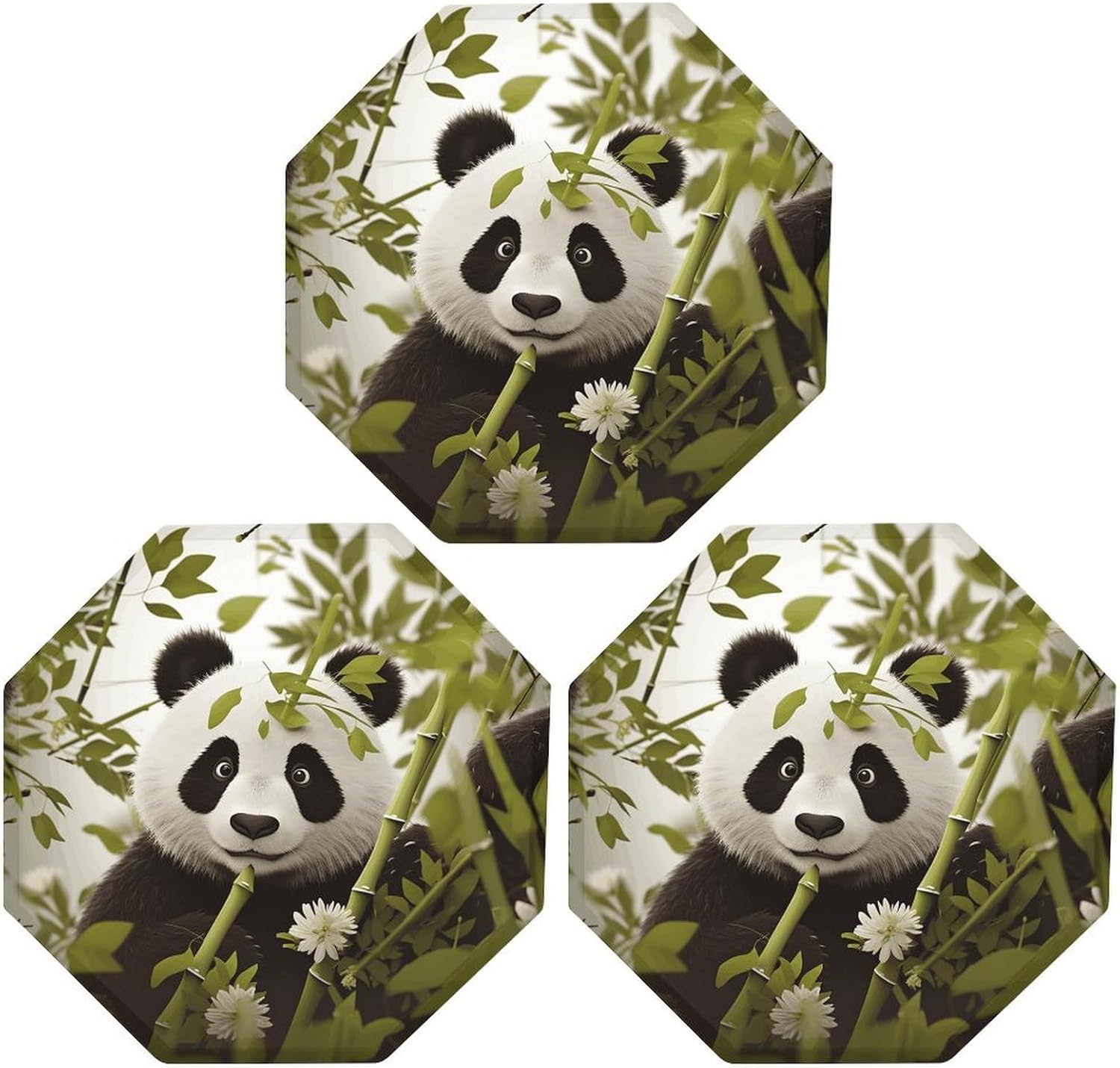 Ctagon Metal Sign for Home, Modern Display Plate for Kitchen, Panda Plates Accent Hanging Wall Decorations 3PCS for Living Room, Bedroom, Hallway, Hotel