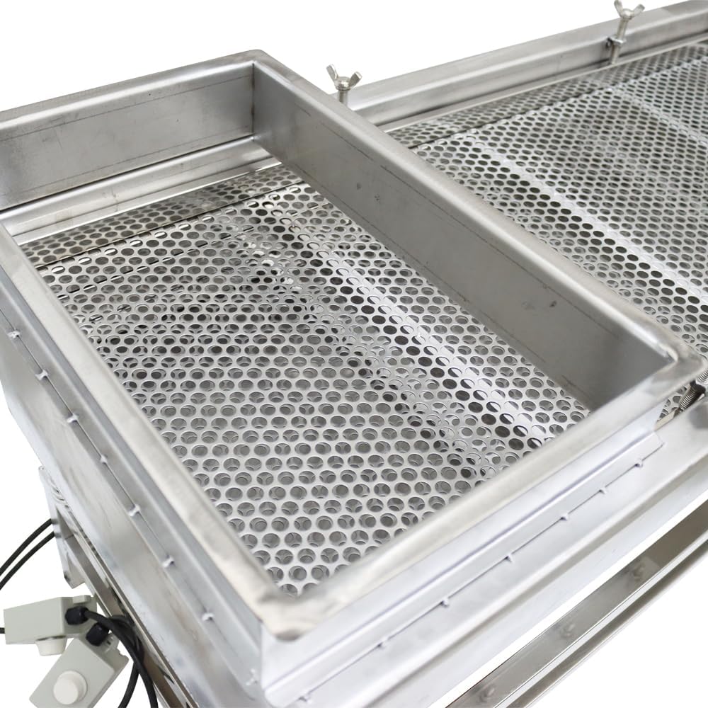 Electric Vibrating Sifter Straight Vibrating Sieve Shaker(Two Motors+10&8mm Two-Layer Screens) Stainless Steel Linear Sifter Machine Linear Shaker 110v