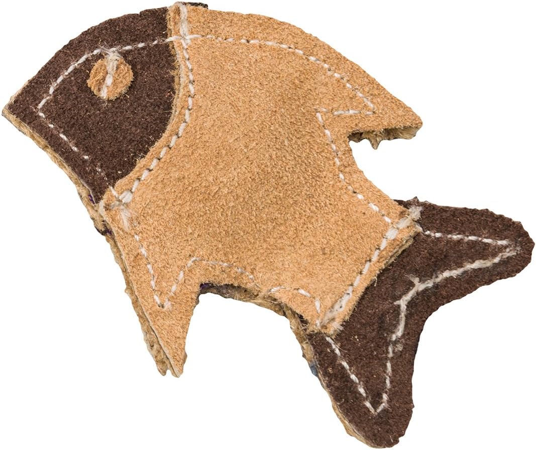 SPOT Ethical Pets Dura Fused Leather Fish Cat Toy, 4"