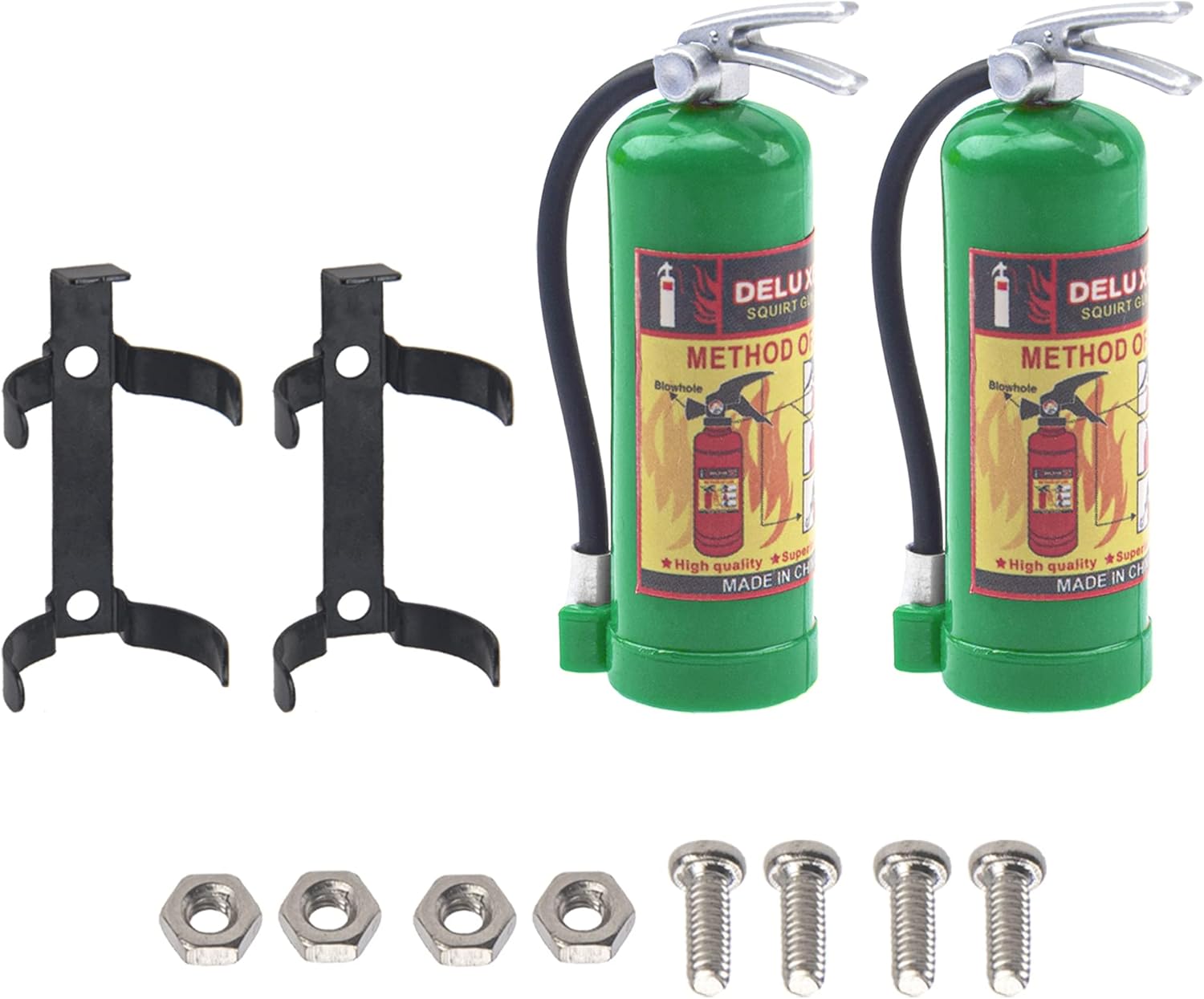 2Pcs 1/10 RC Scale Fire Extinguishers with Stickers Decoration Accessories Compatible with Traxxas TRX4 Axial SCX10 Redcat Gen7 D90 TF2 CC01 HSP 1/10 RC Rock Crawler (Green)