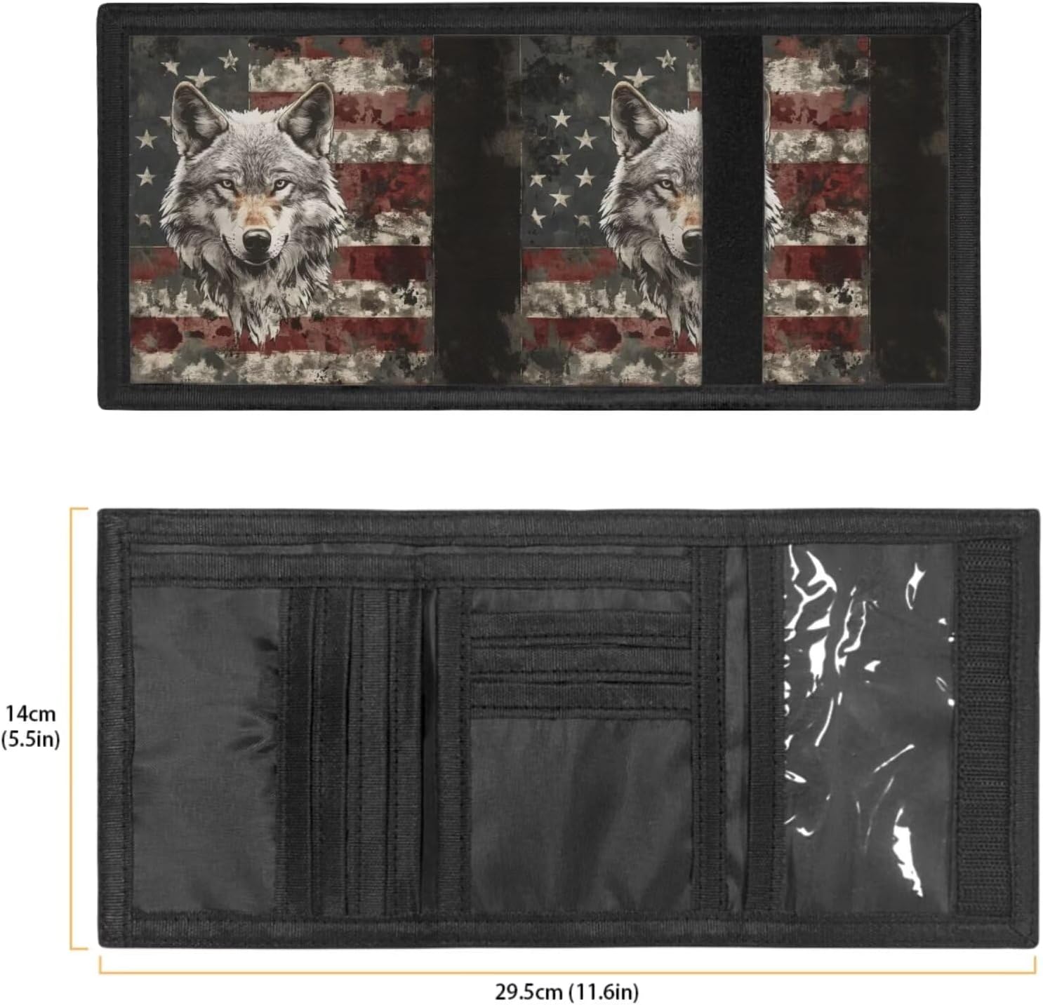 GIFTPUZZ Wallet for Boys American Flag with Wolf Camo Wallet Teens Trifold Pocket Wallet for Men with Cash Pocket and Card Holder Boys Sports Wallets Lightweight - Image 7