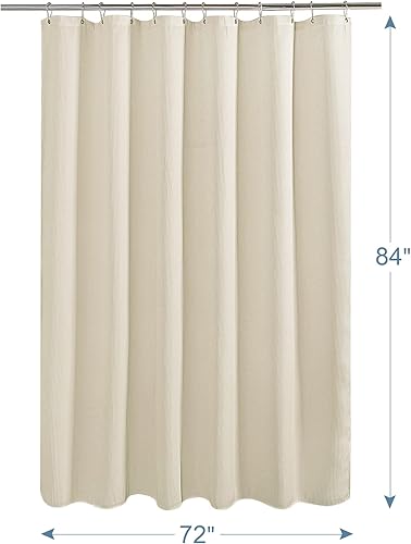 Vista 188 de AmazerBath - Cortina de baño con tejido de punto gofre, calidad hotelera, 60 x 72 pulgadas, blanco