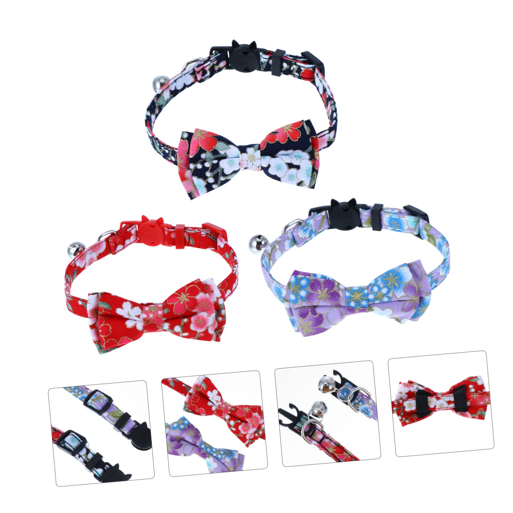Toddmomy 9pièces Collier Réglable pour Chat avec Clochettes Et Nœud pour Animaux De Compagnie Ajustable Et Stylé