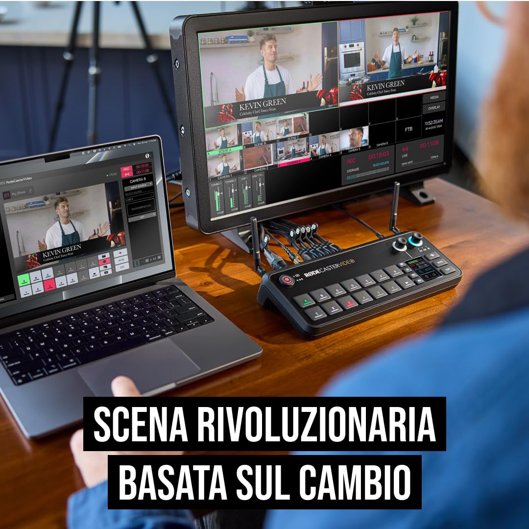 RØDE RØDECaster Video, switcher video professionale e interfaccia audio, multi-camera, 6 ingressi video HDMI e USB, 1080p60, scene multi-sorgente | Tutto-in-Uno, Mixer Audio Professionale Integrato, Switching Video, Qualità Broadcast