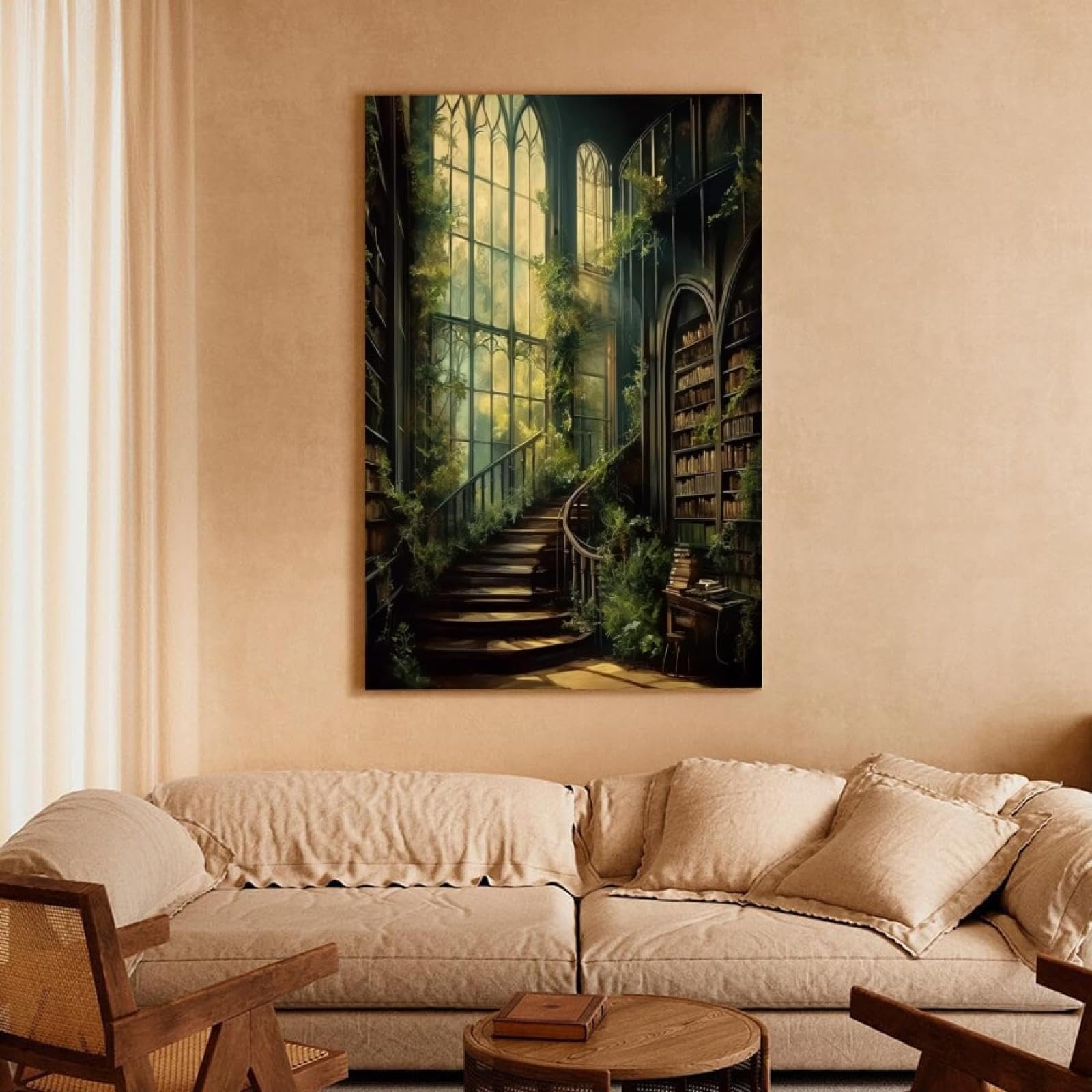 lianyibo 1 sztuka obrazów Dark Academia, gotycka sztuka ścienna, plakat na płótnie, plakat do sypialni, salonu, korytarza, dekoracja ścienna, 60 x 90 cm, bez ramy