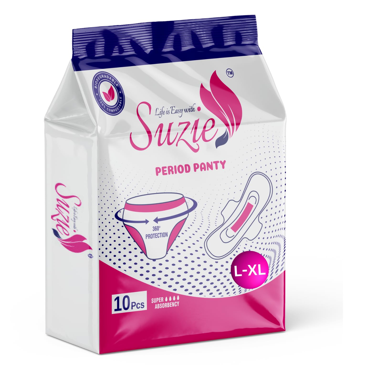 Suzie Maximum Coverage Incontinence Underwear, 360° Protection, 4x More Absorbent, White (XL (Pack of 1), 10.0, count)-image-45