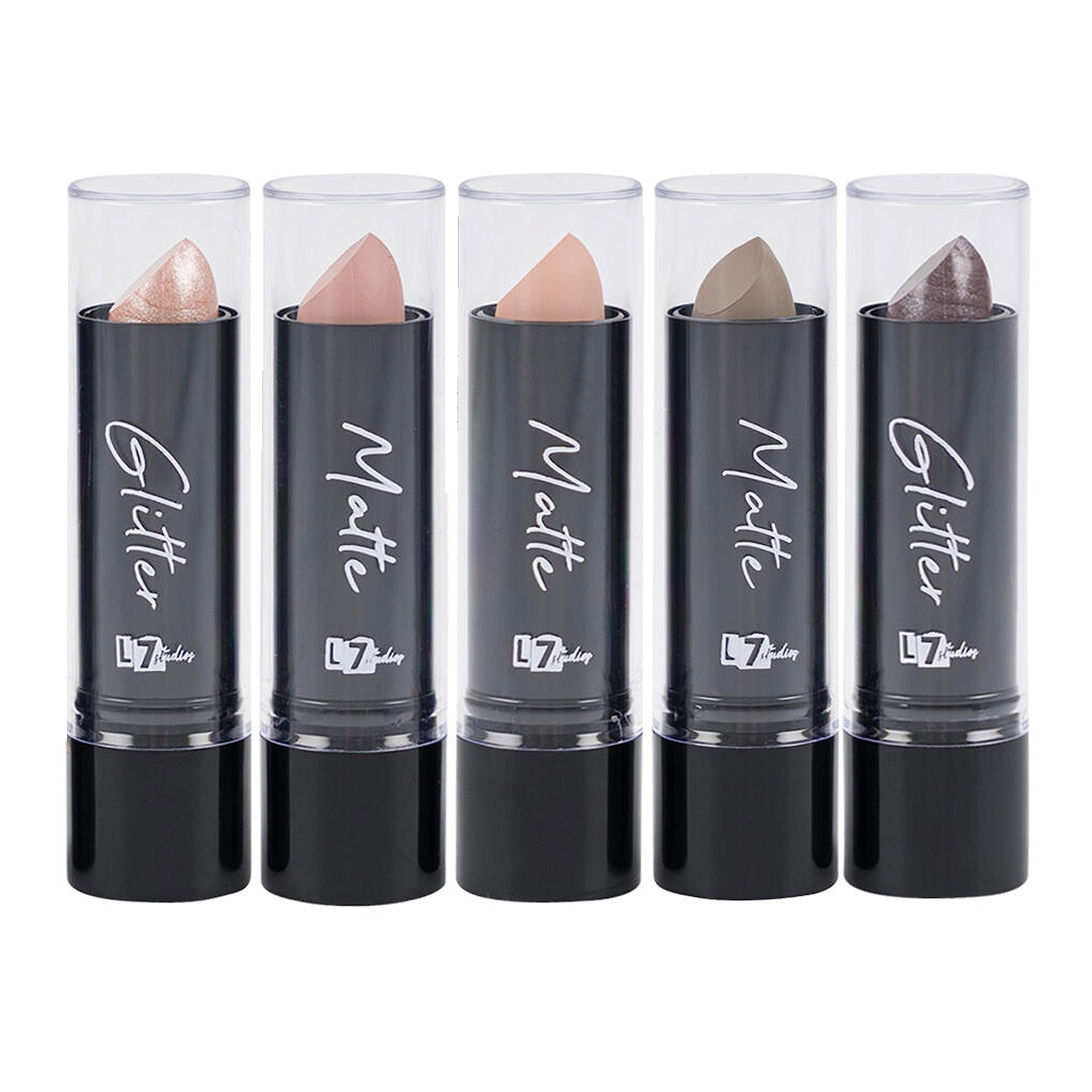 5 Pc Assorted Nude Matte Lipstick Colors Shimmer Glitter Beauty Cosmetics 0 12oz Set Luxury Makeup Infused with