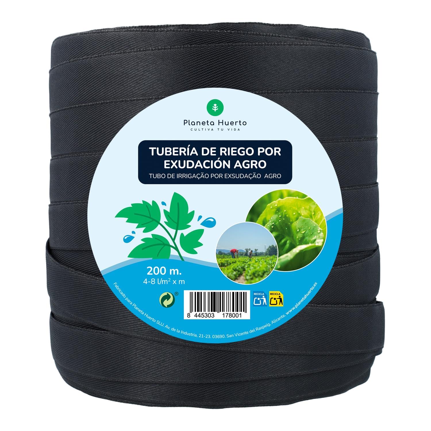 Planeta HUERTO | Rollo Exudación Agro 200 m – Riego Uniforme y Ahorro de Agua para Grandes Superficies