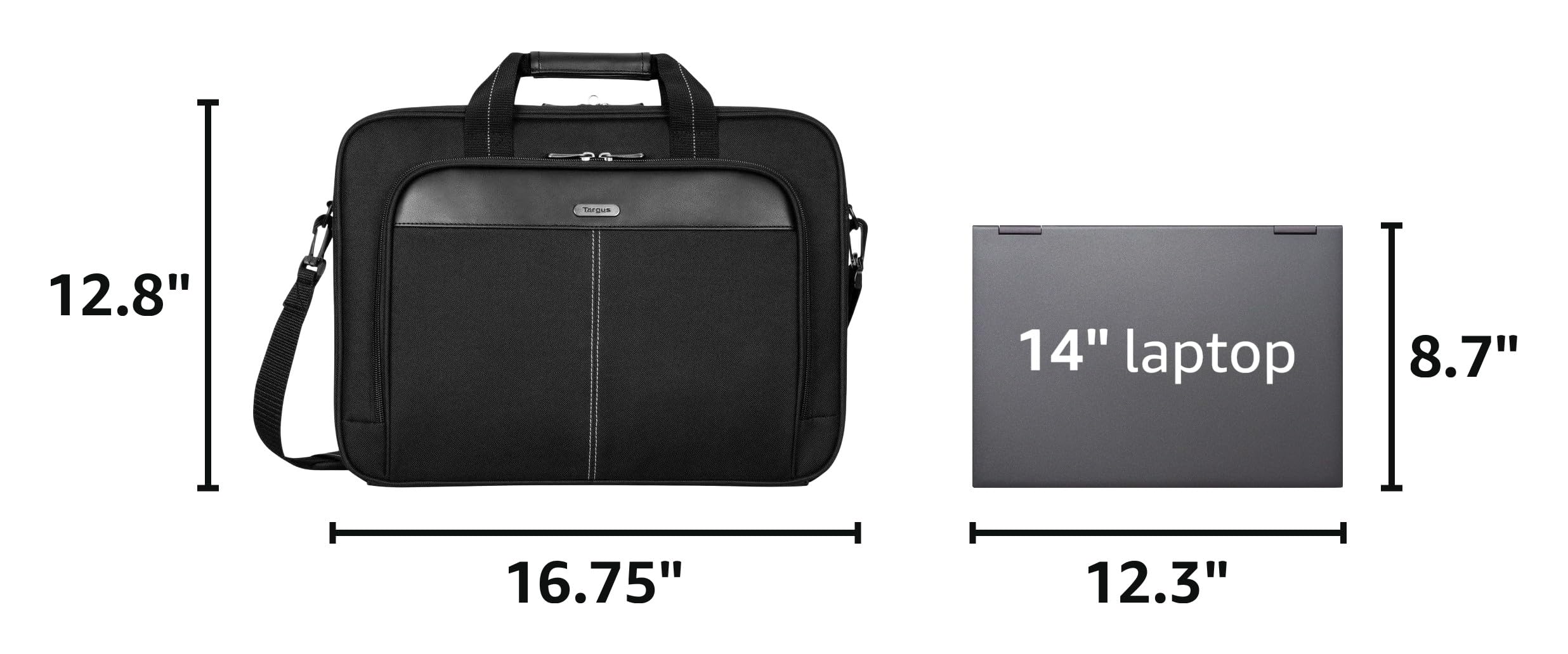 Targus 15-16 Inch Slim Lightweight Laptop Briefcase, Black - Messenger and Shoulder Bag with Padded Compartment and Trolley Strap for 16" Laptops (TCT027US) — Amazon image 3