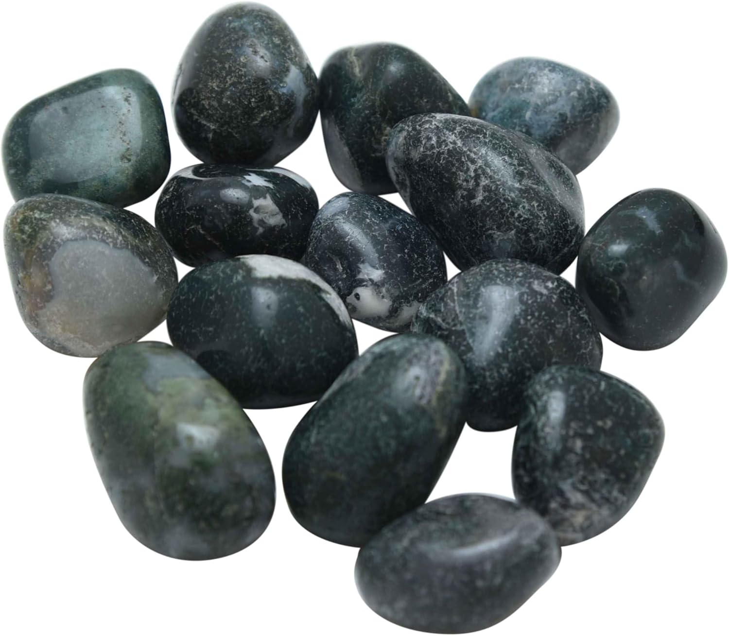 1/2(Half) lb Bulk Natural Moss Agate Tumbled Stones Polished Crystals