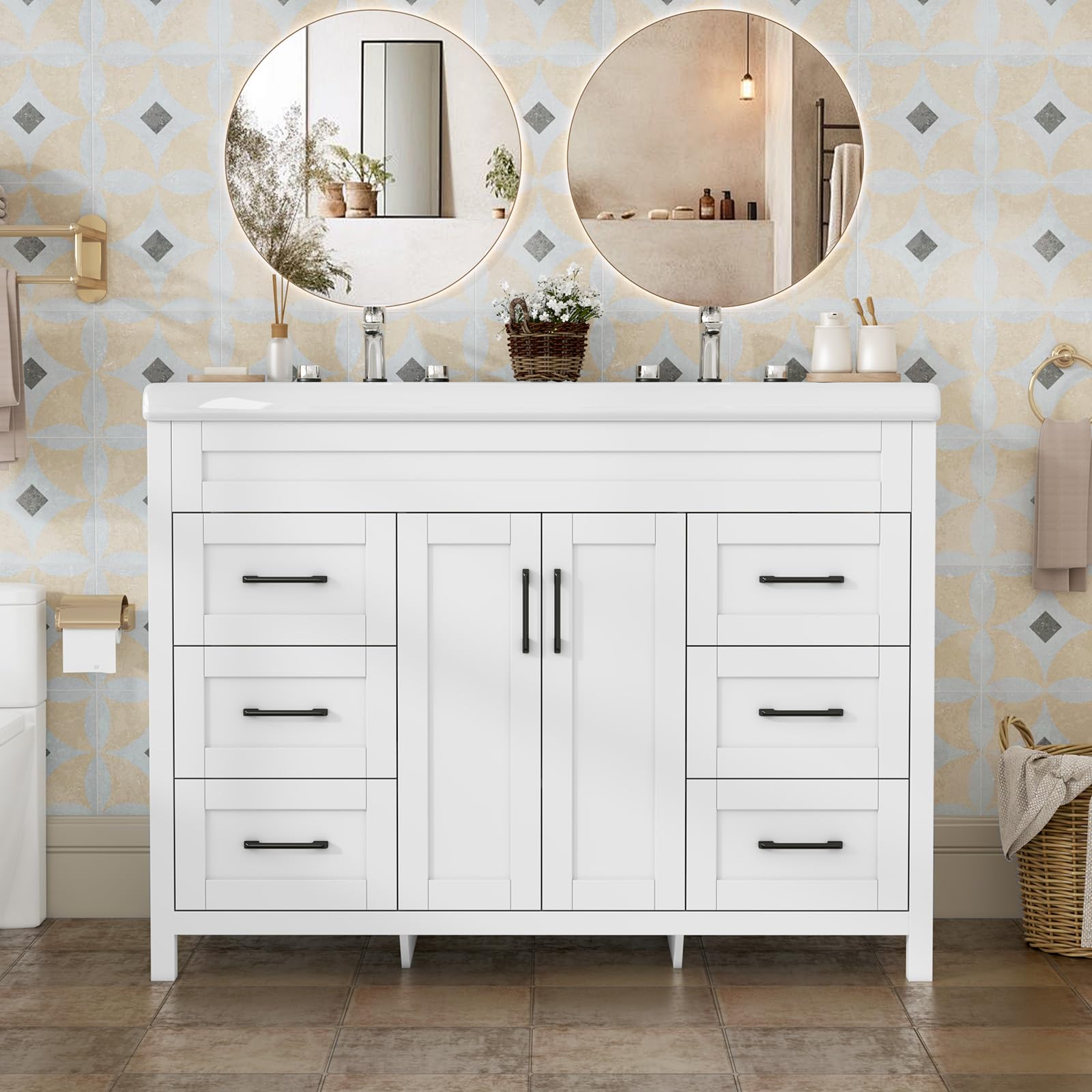 46.7 Double Vanity Sink Storage