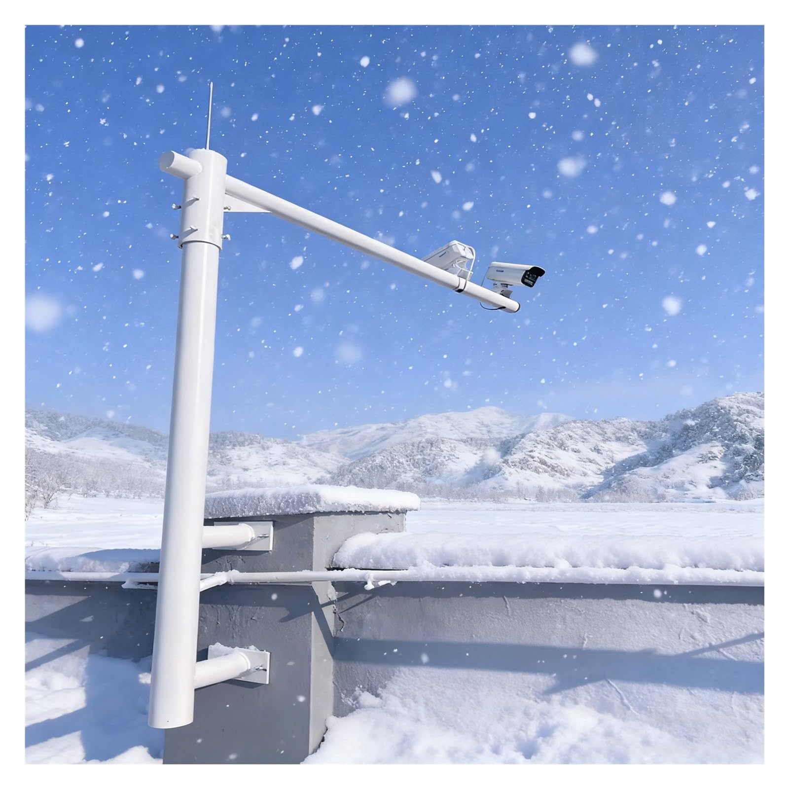 Poste de vigilancia para cámara, Soporte para cámara de Seguridad de 360° Resistente al Viento y la Nieve, fácil de Montar y Desmontar, Montaje Lateral en Pared, Gris Claro, Altura 1,5 m (59