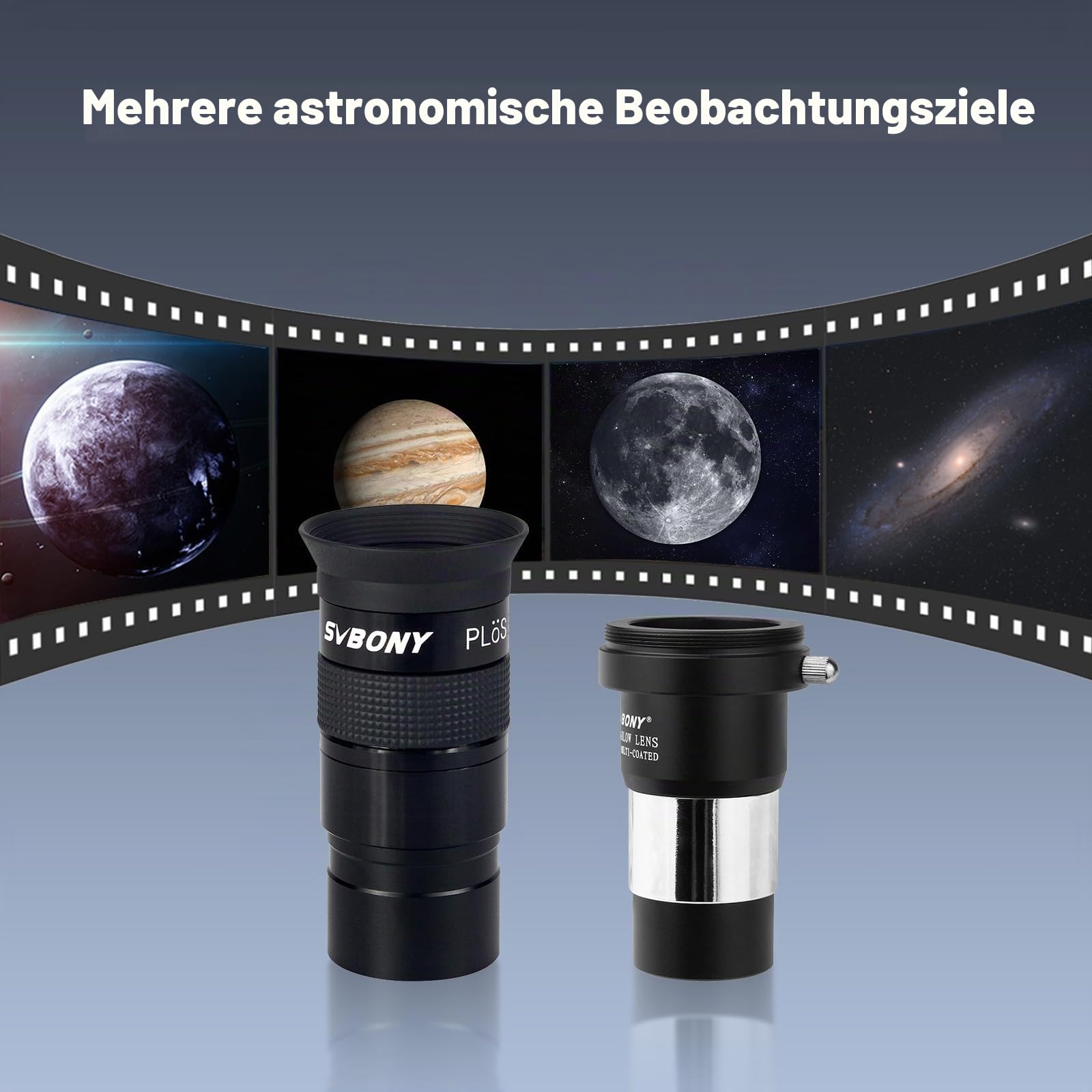 Svbony Okular Teleskop 40mm, 40° Plössl Okular mit Barlowlinsen 2x, M42 Gewinde für T Adapter, Beide sind 1,25 Zoll und FMC-Objektiv für Mondes Milchstraße Planetenbeobachtung Teleskop DSLR Fotografie