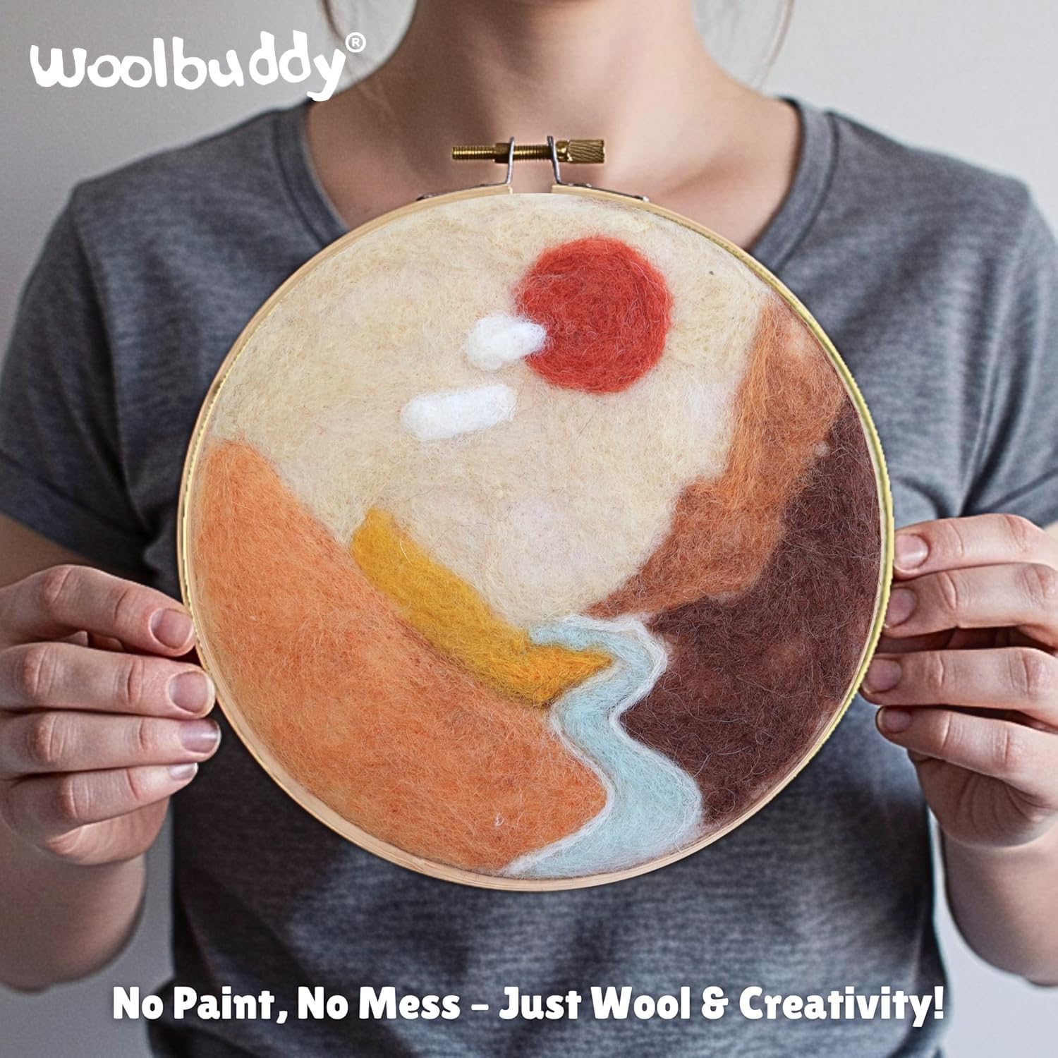 Woolbuddy Kits de iniciación de pintura con lana para manualidades creativas con 3 agujas de fieltro, espuma, fieltro de lana natural e instrucciones útiles (combinado)