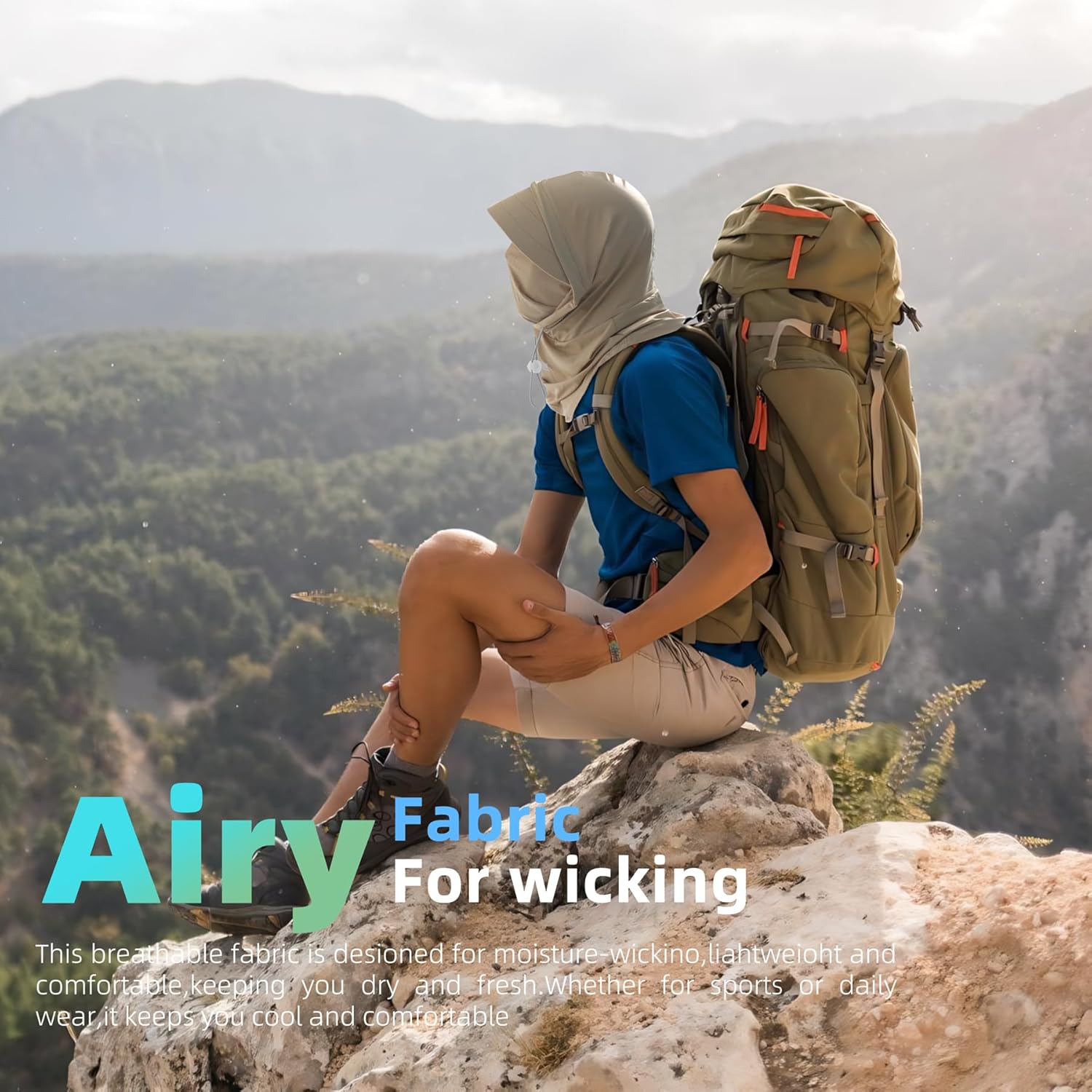 Cooling Breathable Balaclava Full Face Mask with Wide Brim Sun UV Protection Hood for Men Women Fishing Motorcycle Skiing - Image 3