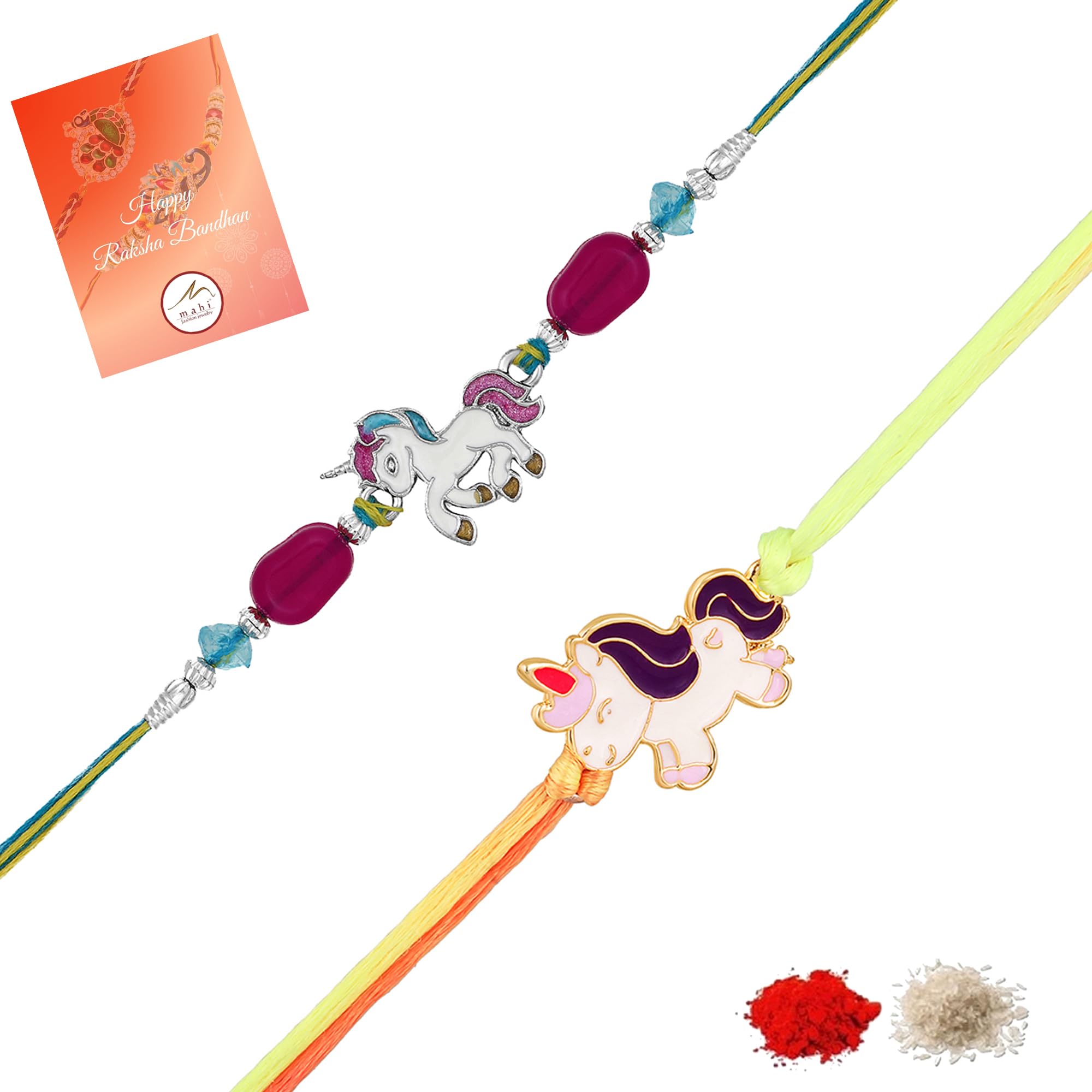 Mahi Combo of 2 Unicorn-Shaped Rakhis with Meena Work Enamel for Chota Bhai, Kids, Brother (RCO1105689M) (B0D7918F3T) Amazon Price History, Amazon Price Tracker