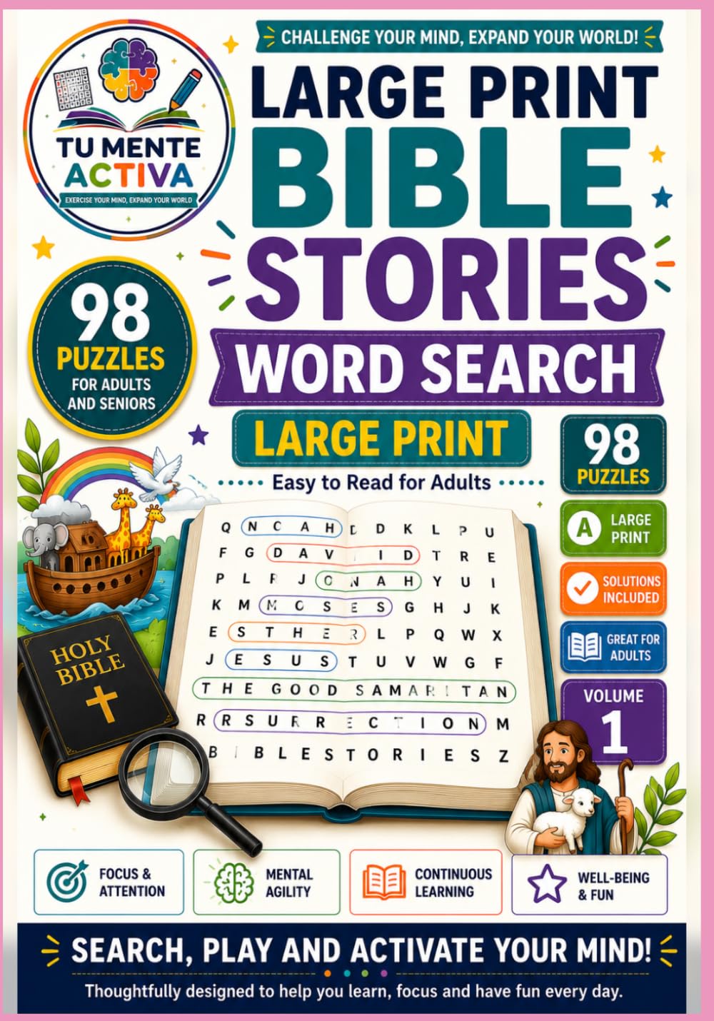 Large Print Bible Stories Word Search: 98 large print word search puzzles for adults and seniors