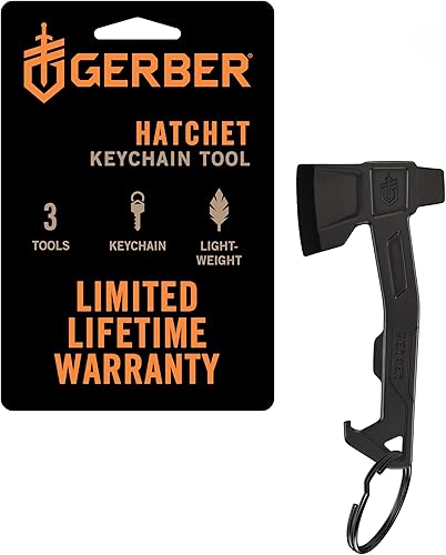 Gerber Llavero de hacha de engranaje 3 en 1, multiherramienta, clips para bolsillo o llavero con abridor de botellas, conductor de cabeza plana,