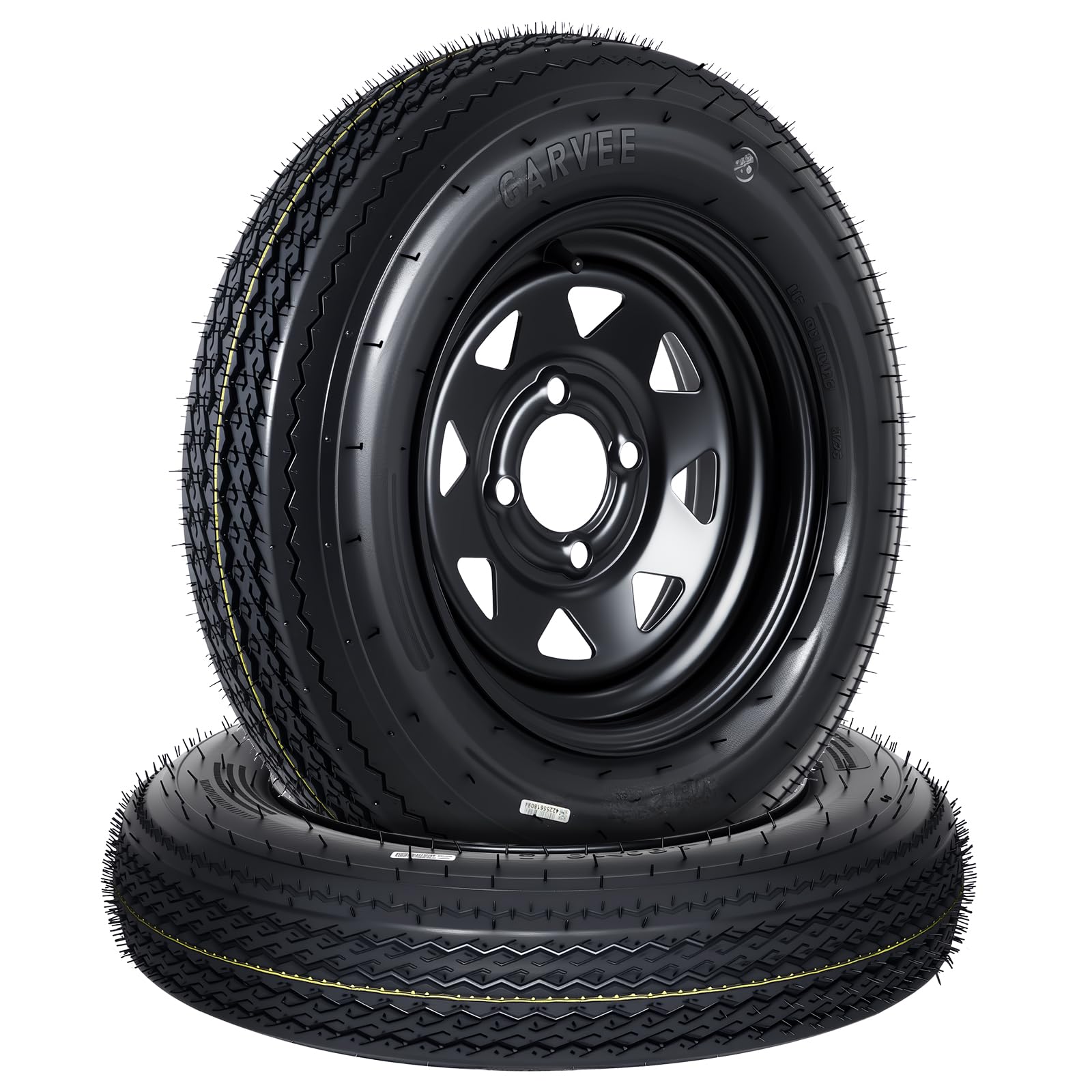 Garvee Heavy-Duty 4.80-12 Trailer Tires with 12 Rims, Black
