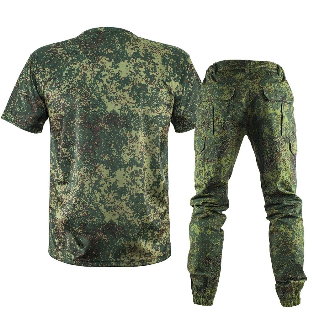 Sommer-Militäruniform Russisches Camo-Taktik-Kurzarm-T-Shirt und Hose Herren-Set Outdoor-Arbeitskleidung