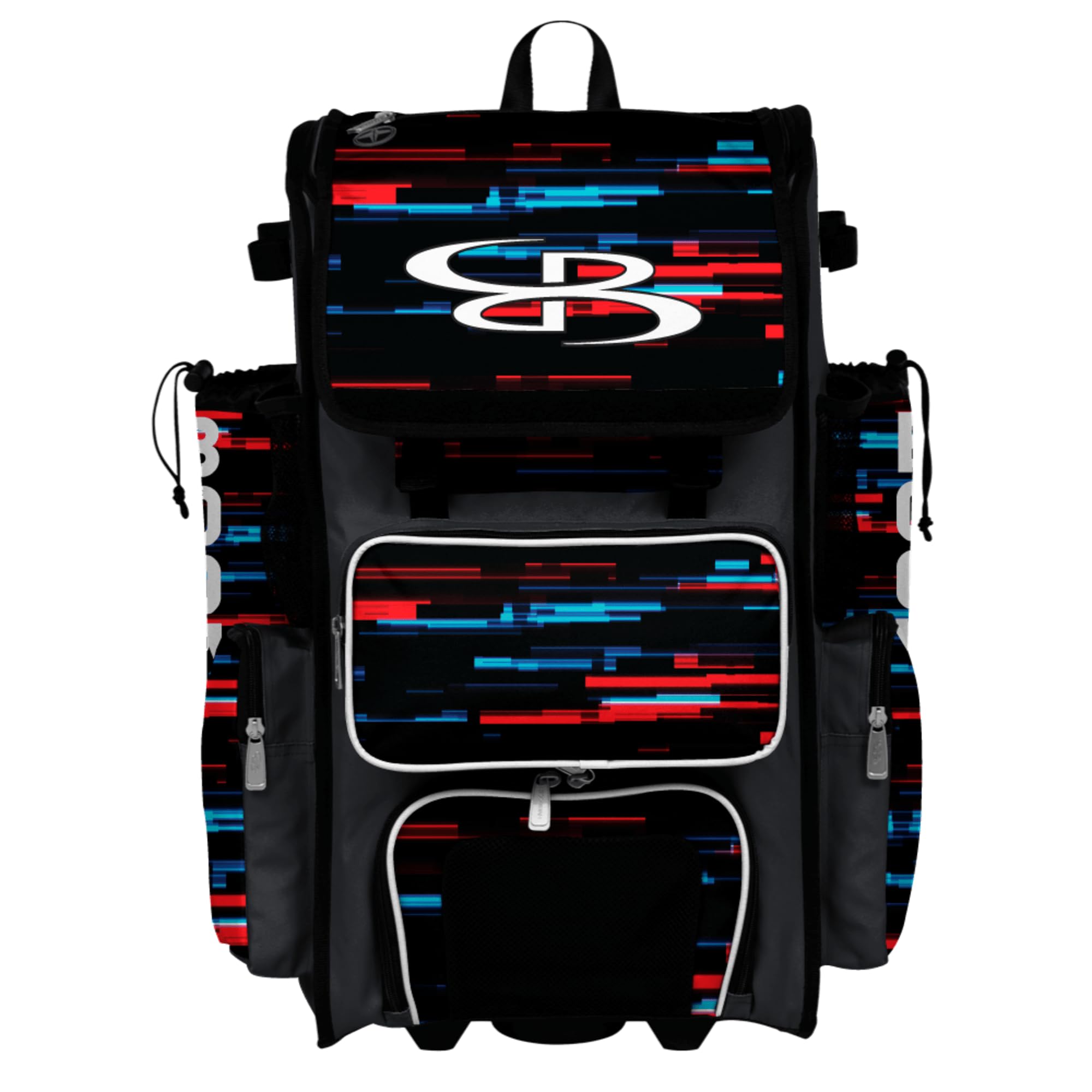 Boombah Superpack Hybrid Rolling Bat Bag - Wheeled & Backpack Version - USA Rush Black/Charcoal/White