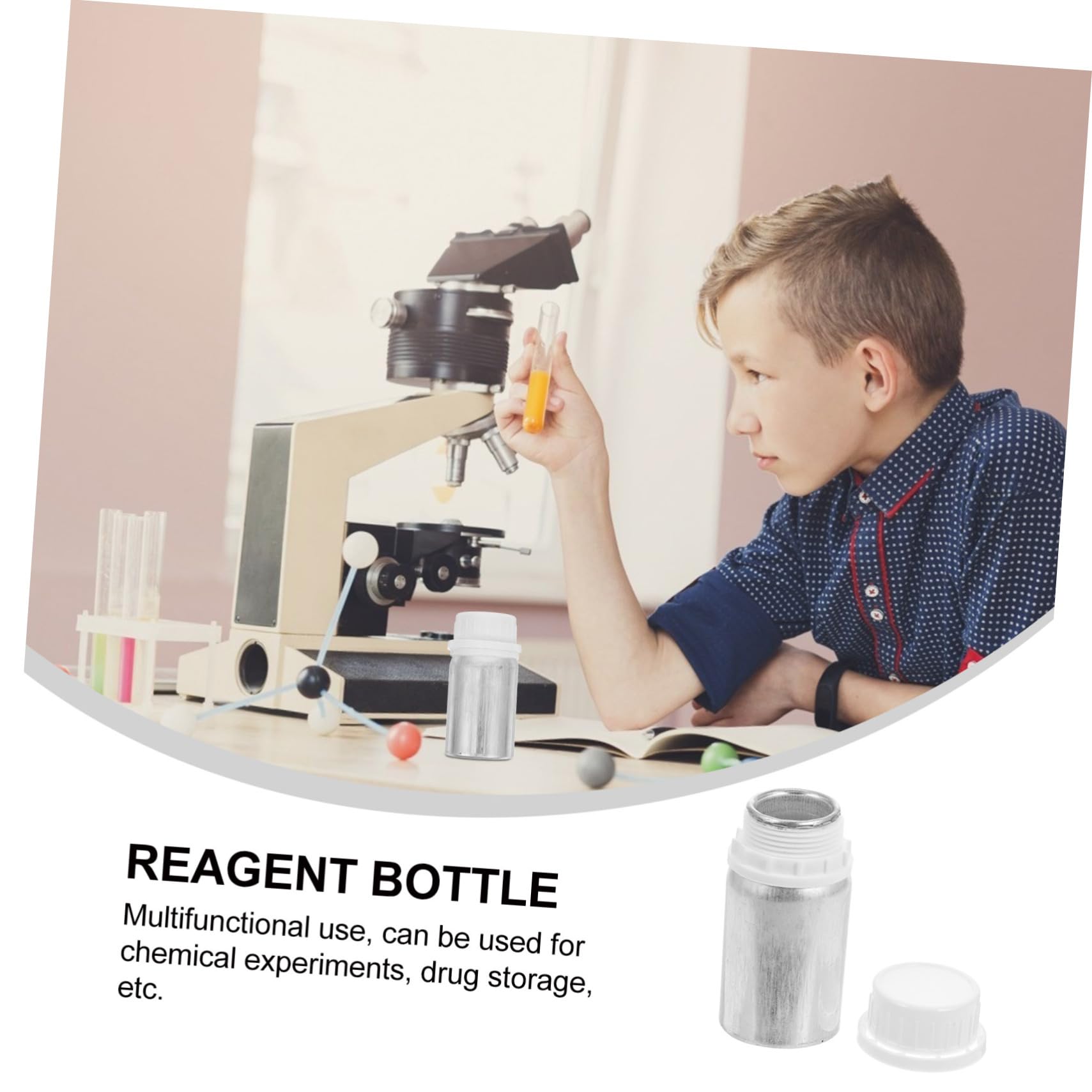 VILLFUL 4pcs Anti-theft Vials Container Bottle with Cap Laboratory Sample Bottles Water Sample Bottles Laboratory Bottles Liquid Bottles Chemical Bottles Refillable Bottles Aluminum