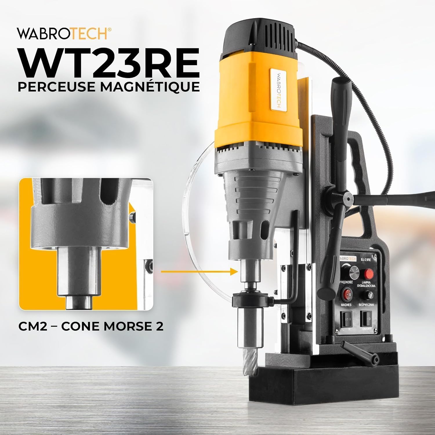 WT23REWG Perceuse Magnétique 50 mm - Carotteuse à Diamant 580 tr/min - Carotteuse Diamant Portative M3-M16 pour le Travail des Métaux - Perceuse Aimantée 1880 W - Foreuse Magnétique 13000 N