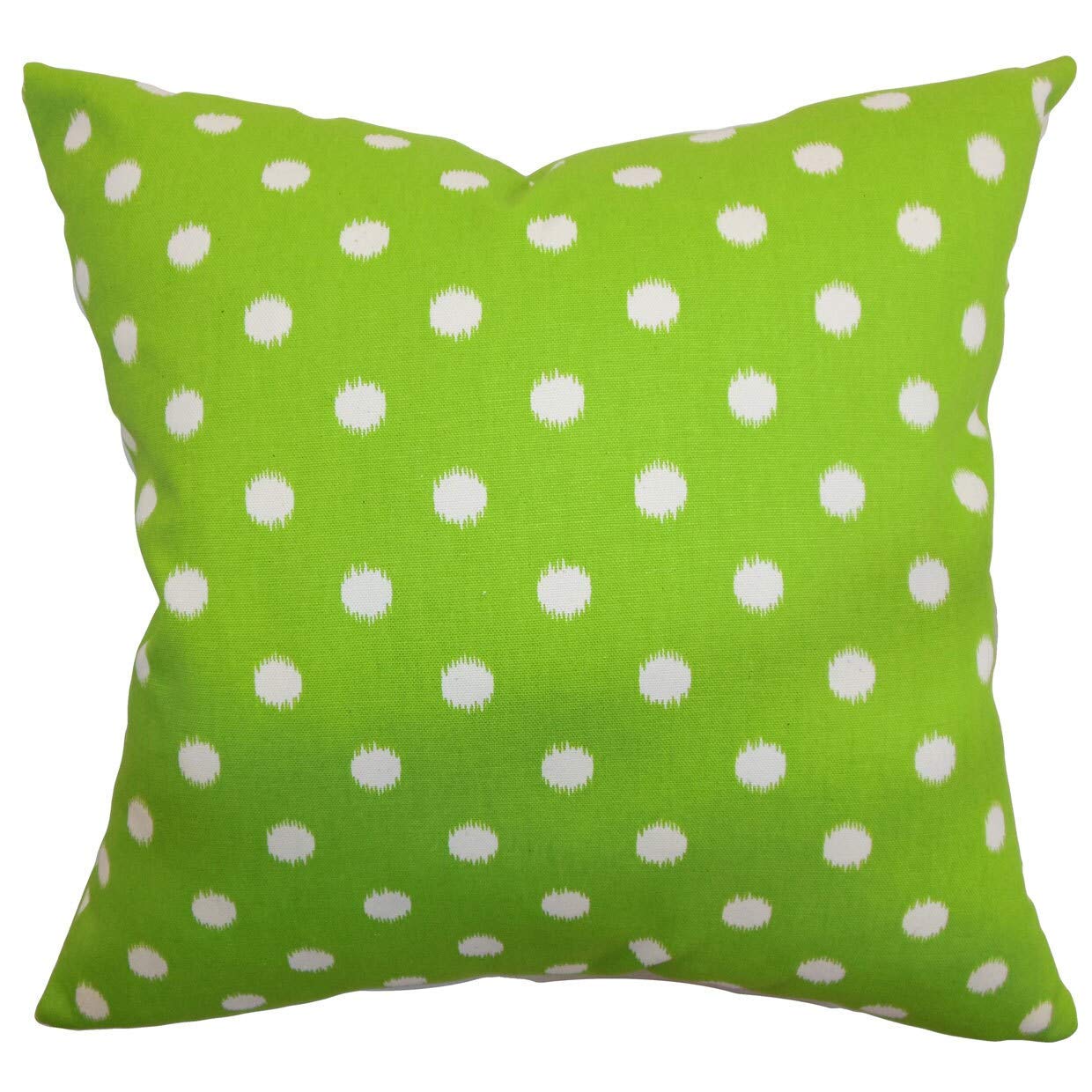 The Pillow Collection Rennice Ikat Dots Green Natural Down