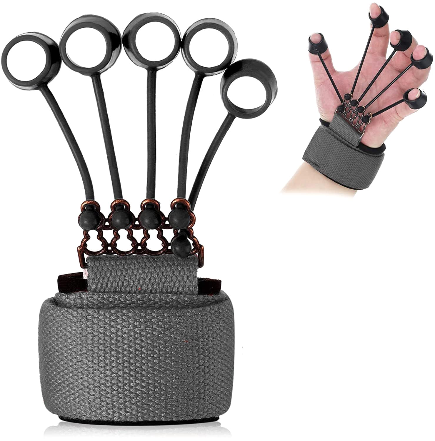 Finger Gripper Strength Trainer Forearm Exerciser Hand Yoga Resistance Band Finger Expander Finger Extension Exerciser Climbing Finger Strengthener Guitar Finger Stretcher for Men Women