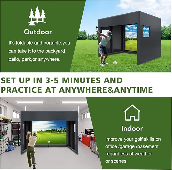 Portable Inflatable Golf Simulator - Large Size Indoor/Outdoor Golf Practice Swing Tent with Projection Screen, Suitable for All Skill Levels (Projector Not Included)
