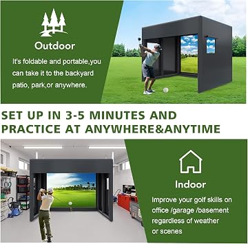 Portable Inflatable Golf Simulator - Large Size Indoor/Outdoor Golf Practice Swing Tent with Projection Screen, Suitable for All Skill Levels (Projector Not Included)
