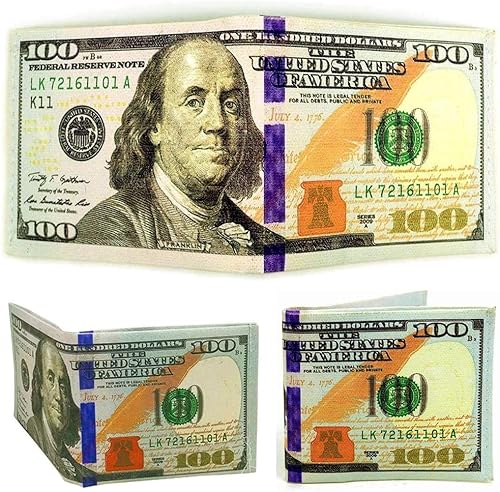 Miniatura 6 de 1 cartera plegable con estampado de dinero Benjamin Franklin 100 billetes de 100 dólares
