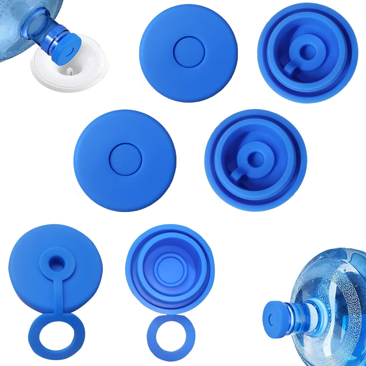 6 Pack 5 Gallon Water Jug Cap Reusable 3 and 5 Gal Water