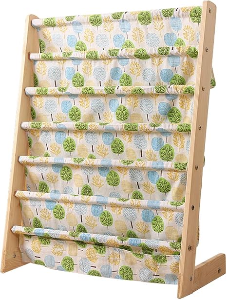 Amazon Co Jp Raku マガジンラック 絵本ラック 木製 6段 絵本 スリム 本棚 収納ラック 角丸く加工 子ども用本棚 雑誌収納 新聞掛け 新聞棚 木目調 洗える布 木柄 星柄可選 組み立て簡単 お手入れ簡単 ナチュラル 木柄 ベビー マタニティ